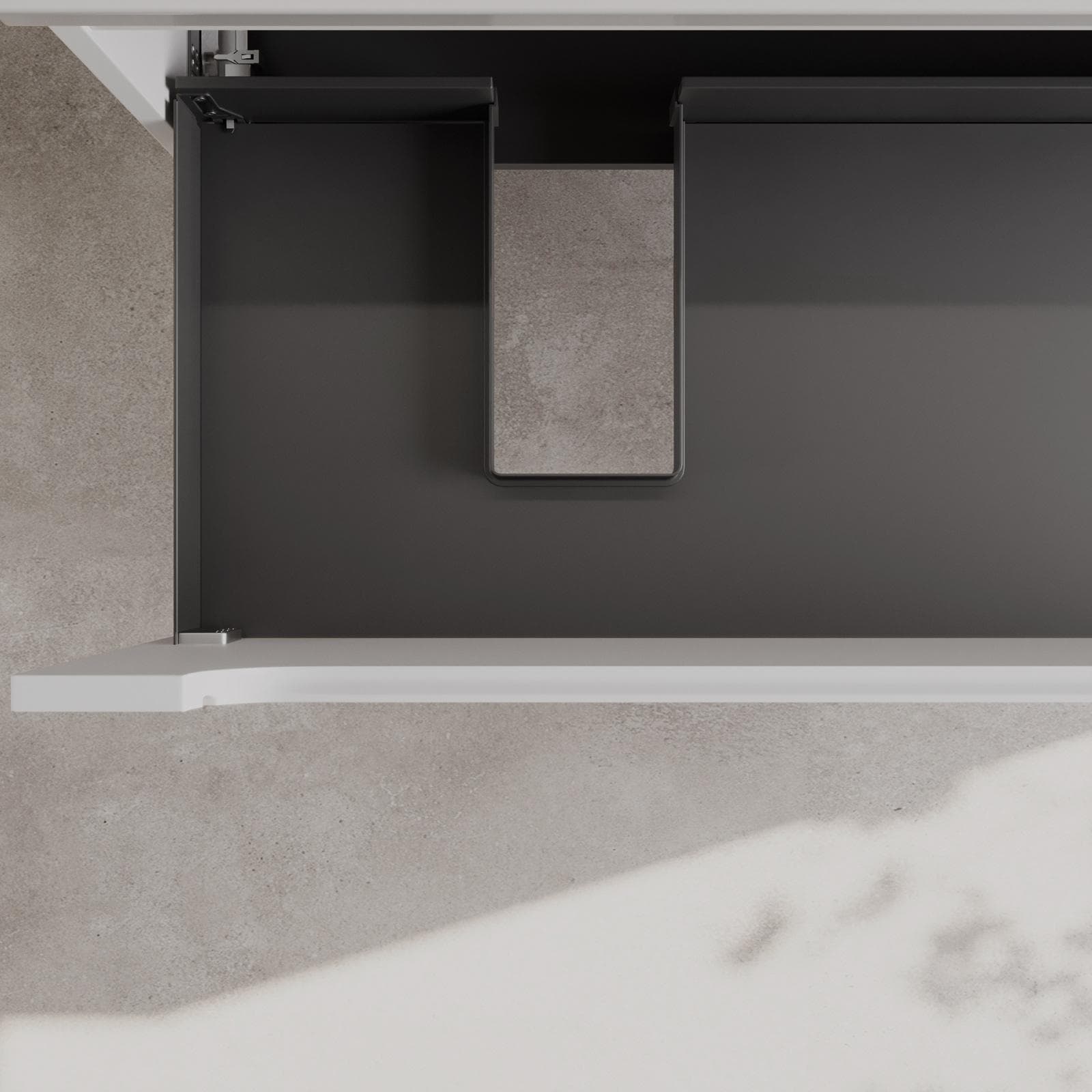 Mobile bagno sospeso 120cm bianco opaco cannettato con lavabo sx e specchio - Deck