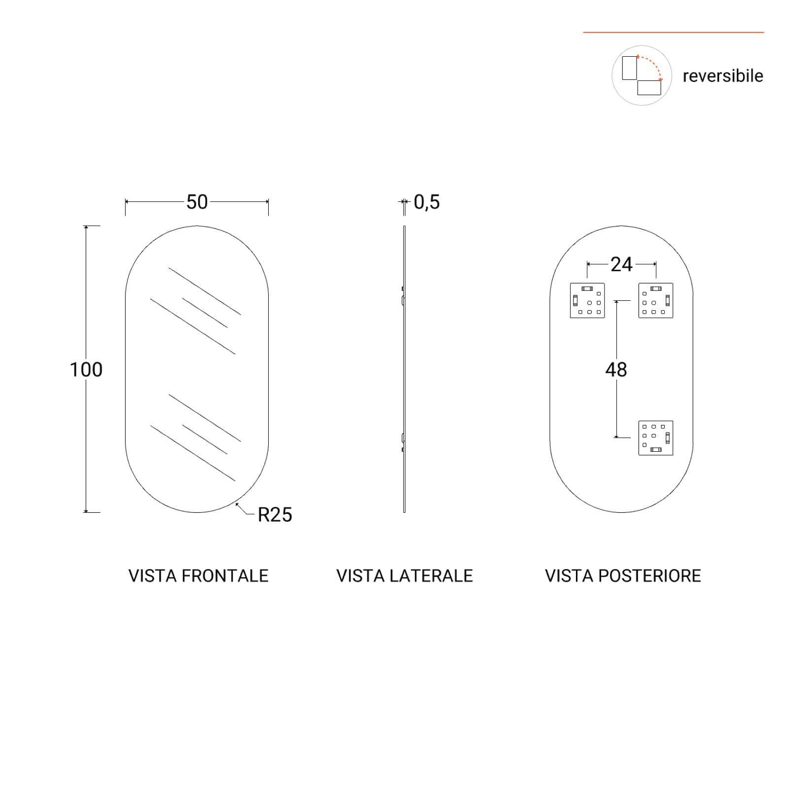 Mobile bagno sospeso 190 cm white satinato con vano reversibile e top rovere gold con specchio - Anami