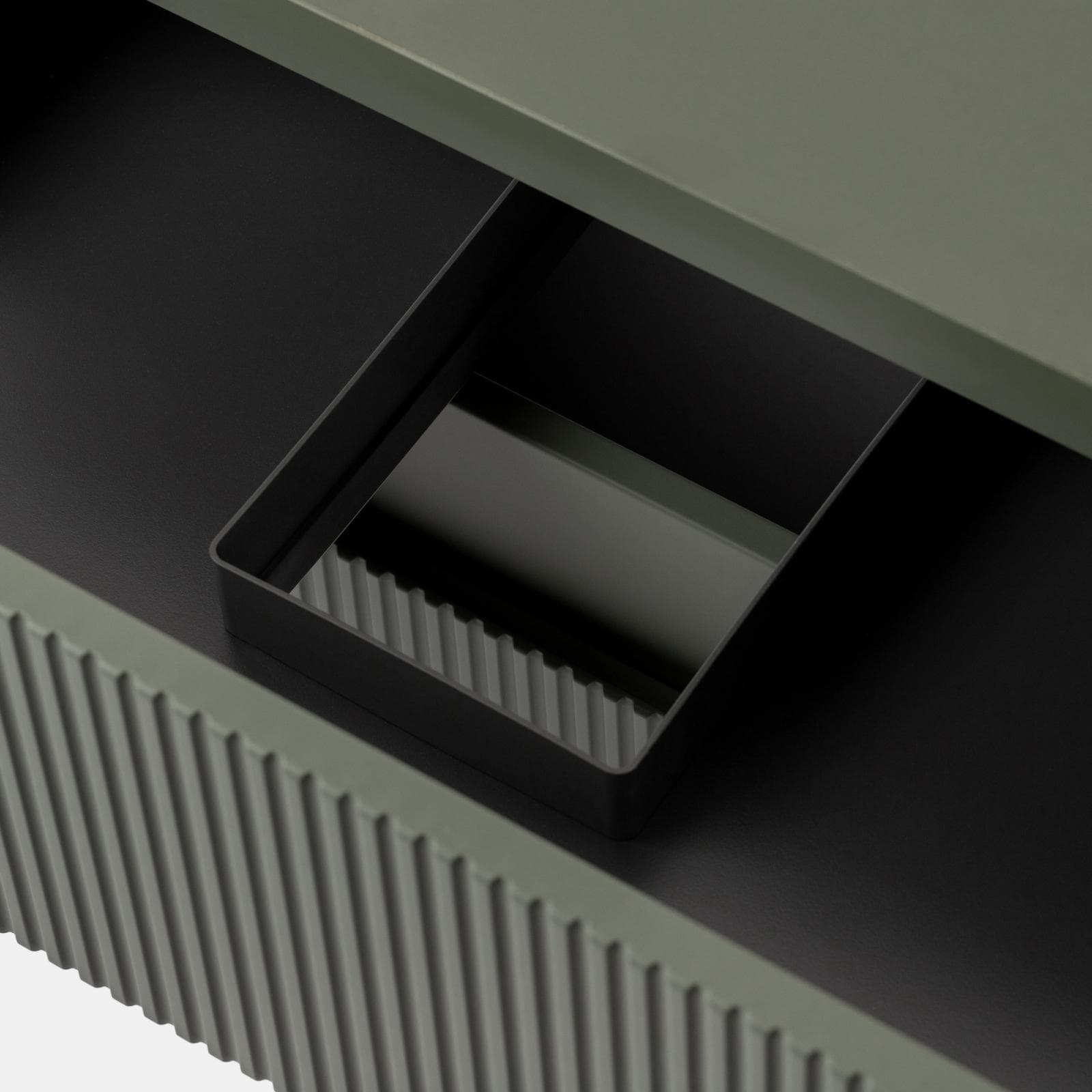 Mobile bagno sospeso 60 cm cannettato con cassetti verde cemento e top - Tayga
