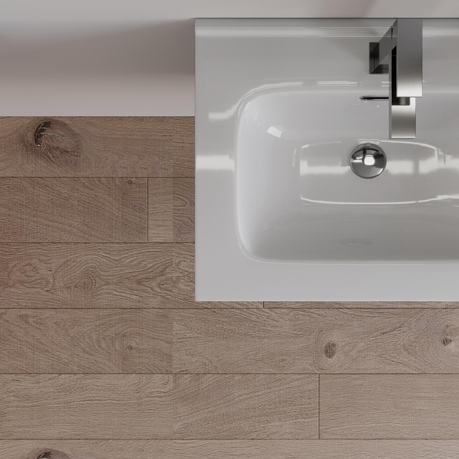 Mobile bagno sospeso 60 cm carta da zucchero con lavabo e specchio - Agave