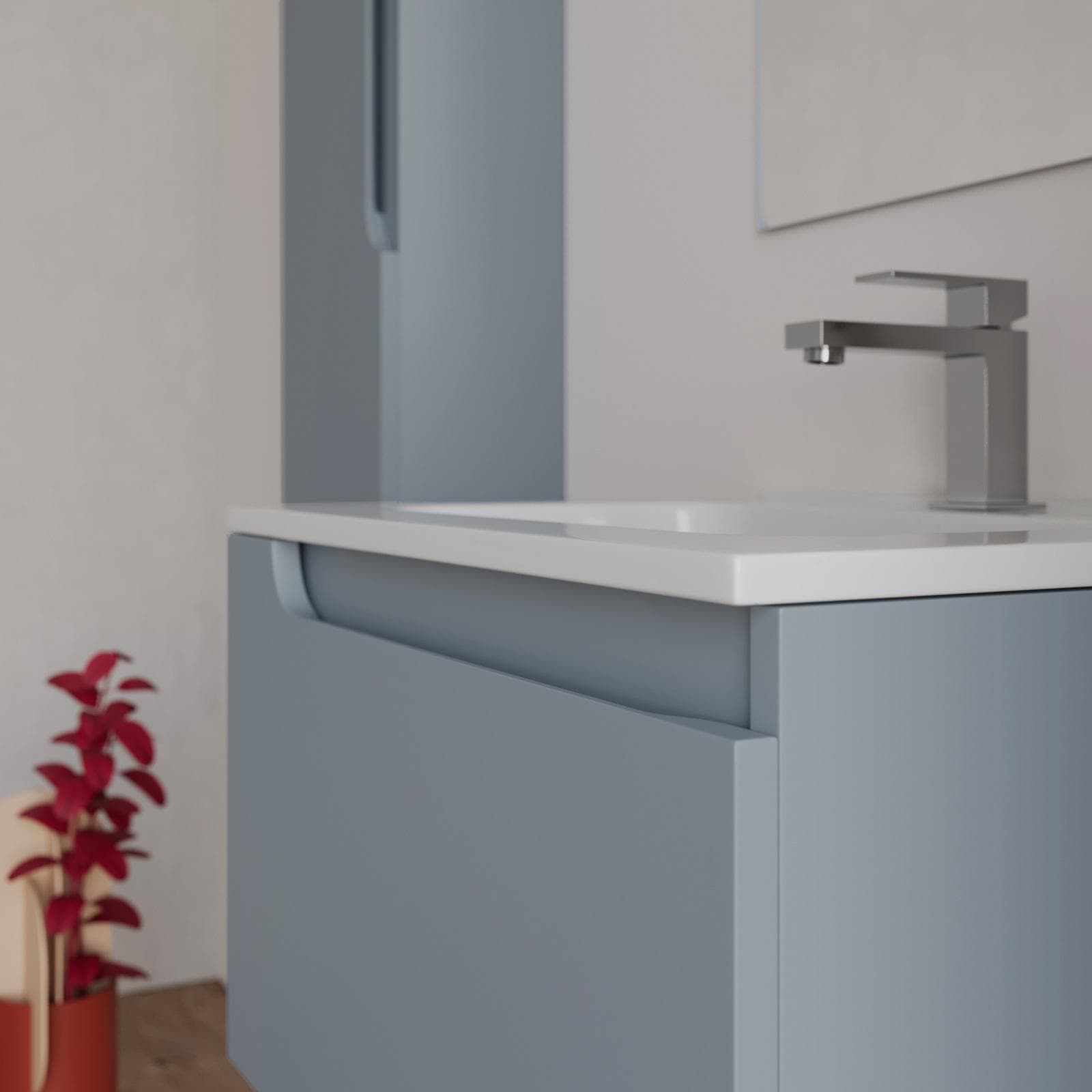 Mobile bagno sospeso 60 cm carta da zucchero con lavabo e specchio - Agave