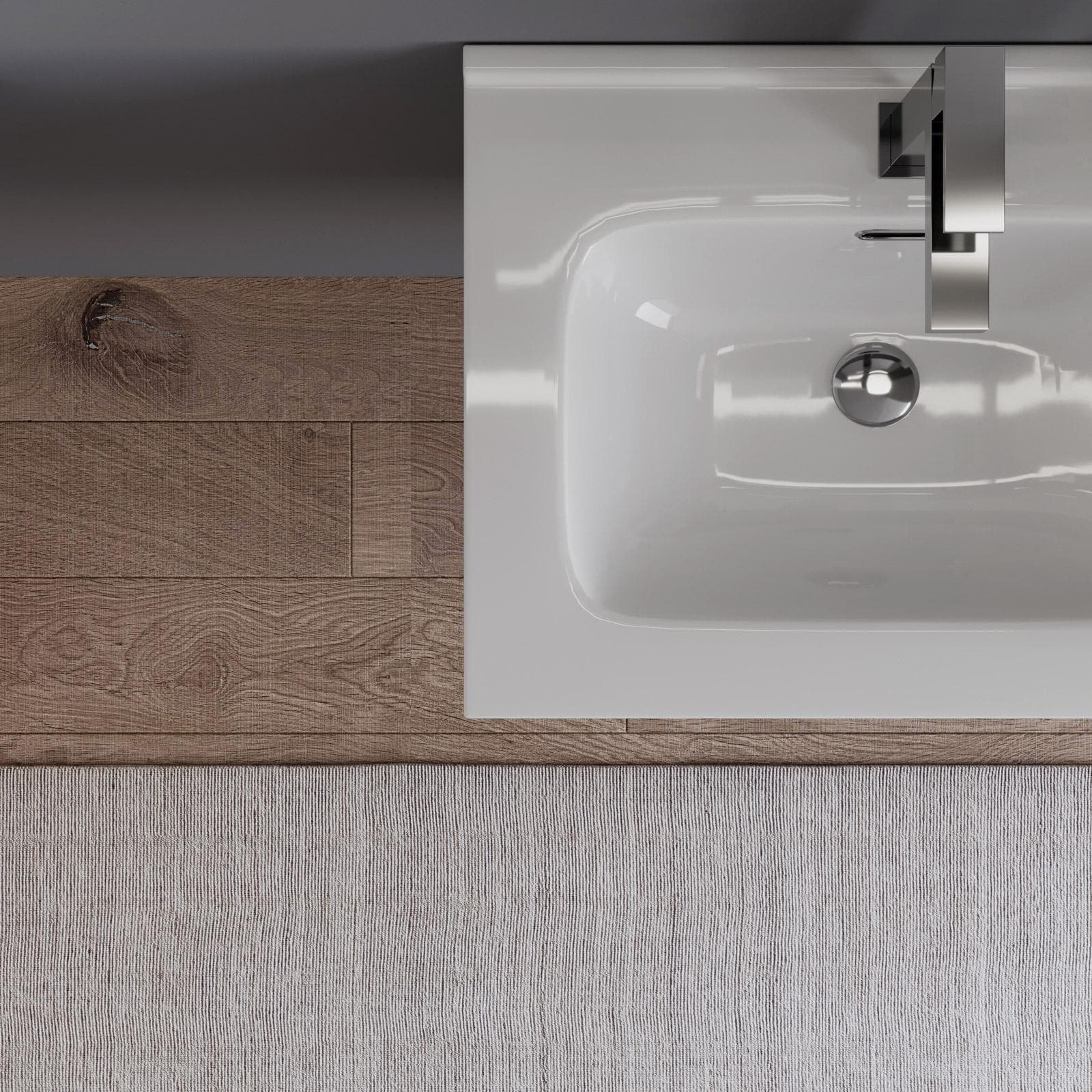 Mobile bagno sospeso 60 cm carta da zucchero con lavabo e specchio - Agave Plus