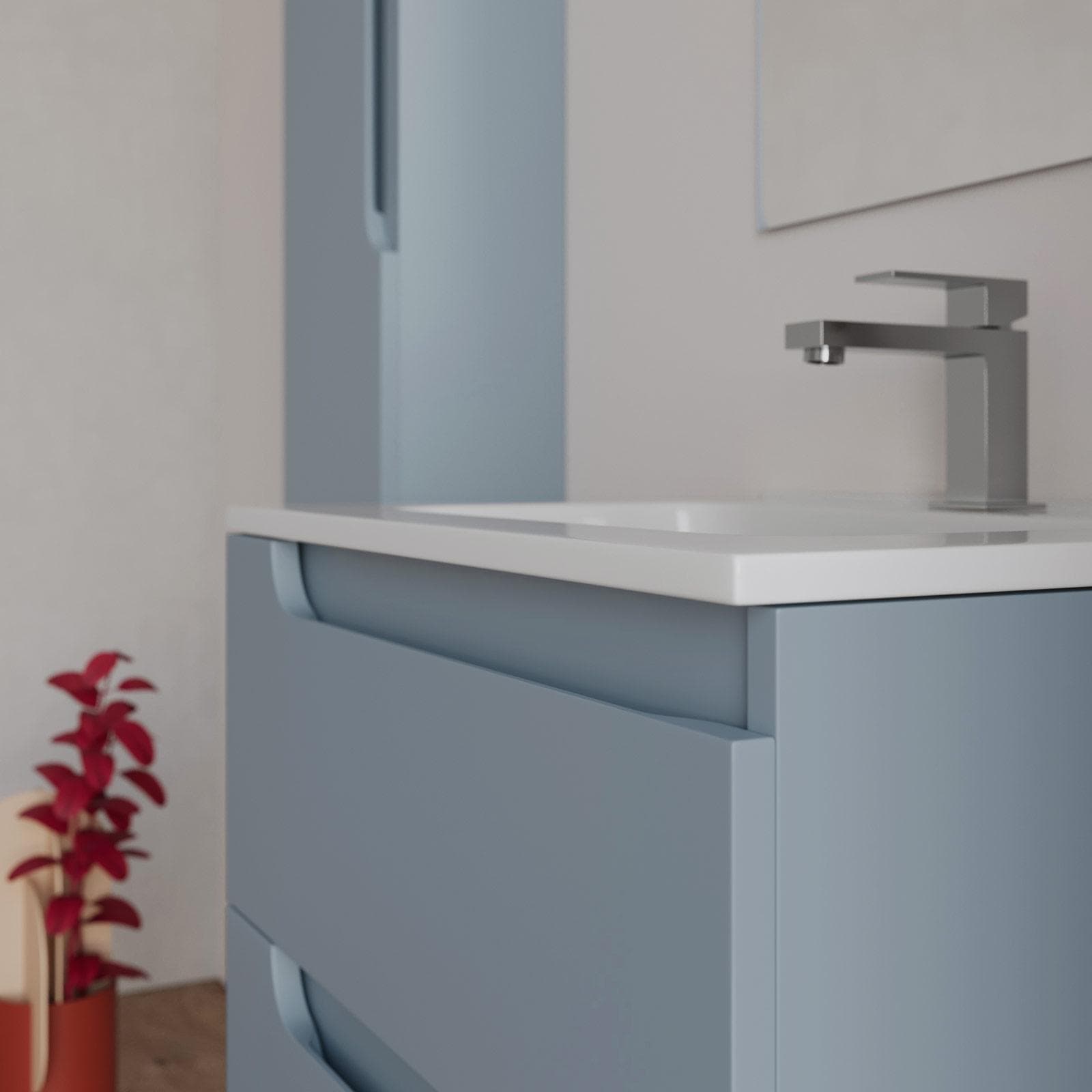 Mobile bagno sospeso 60 cm carta da zucchero con lavabo e specchio - Agave Plus