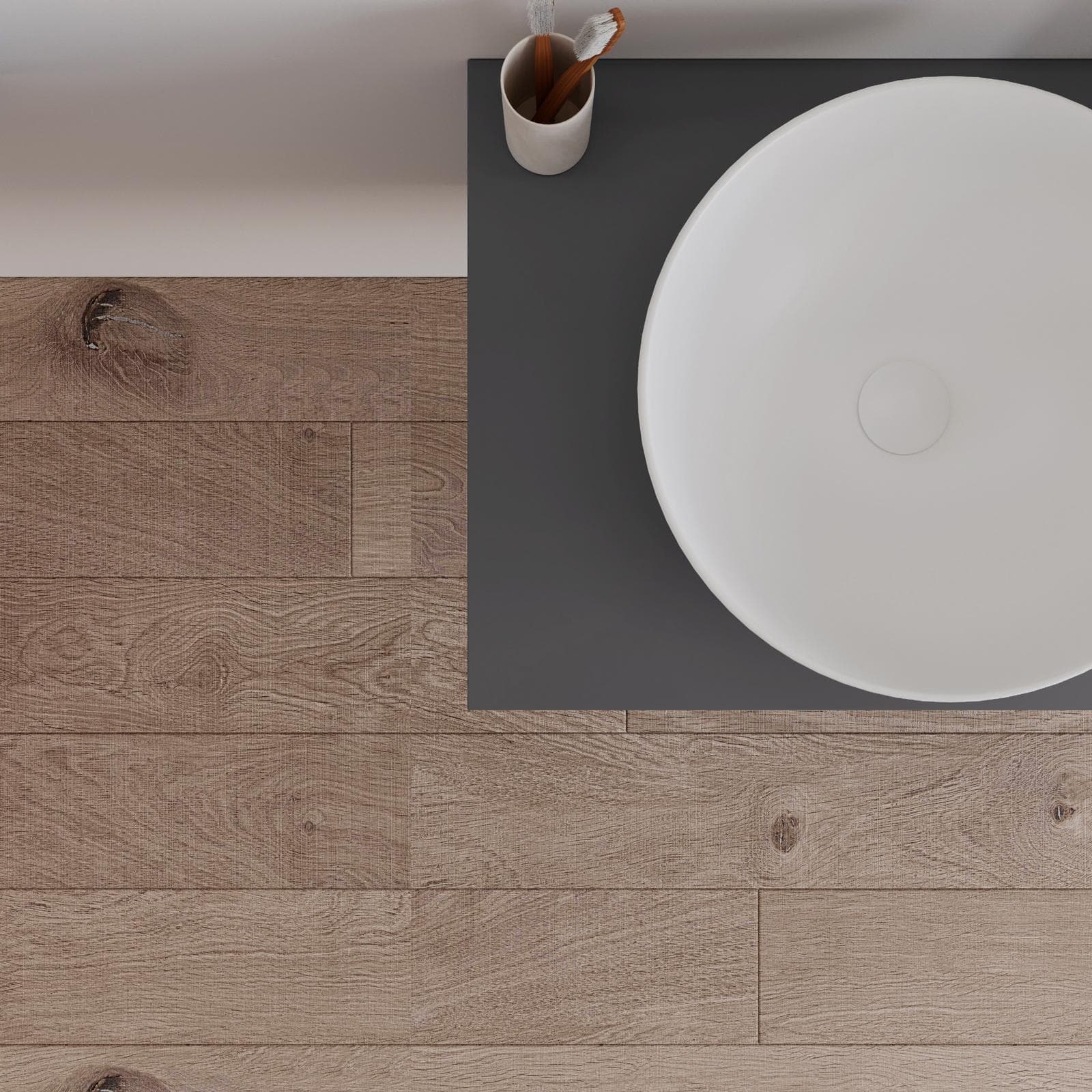 Mobile bagno sospeso 60 cm con top antracite e specchio - Agave