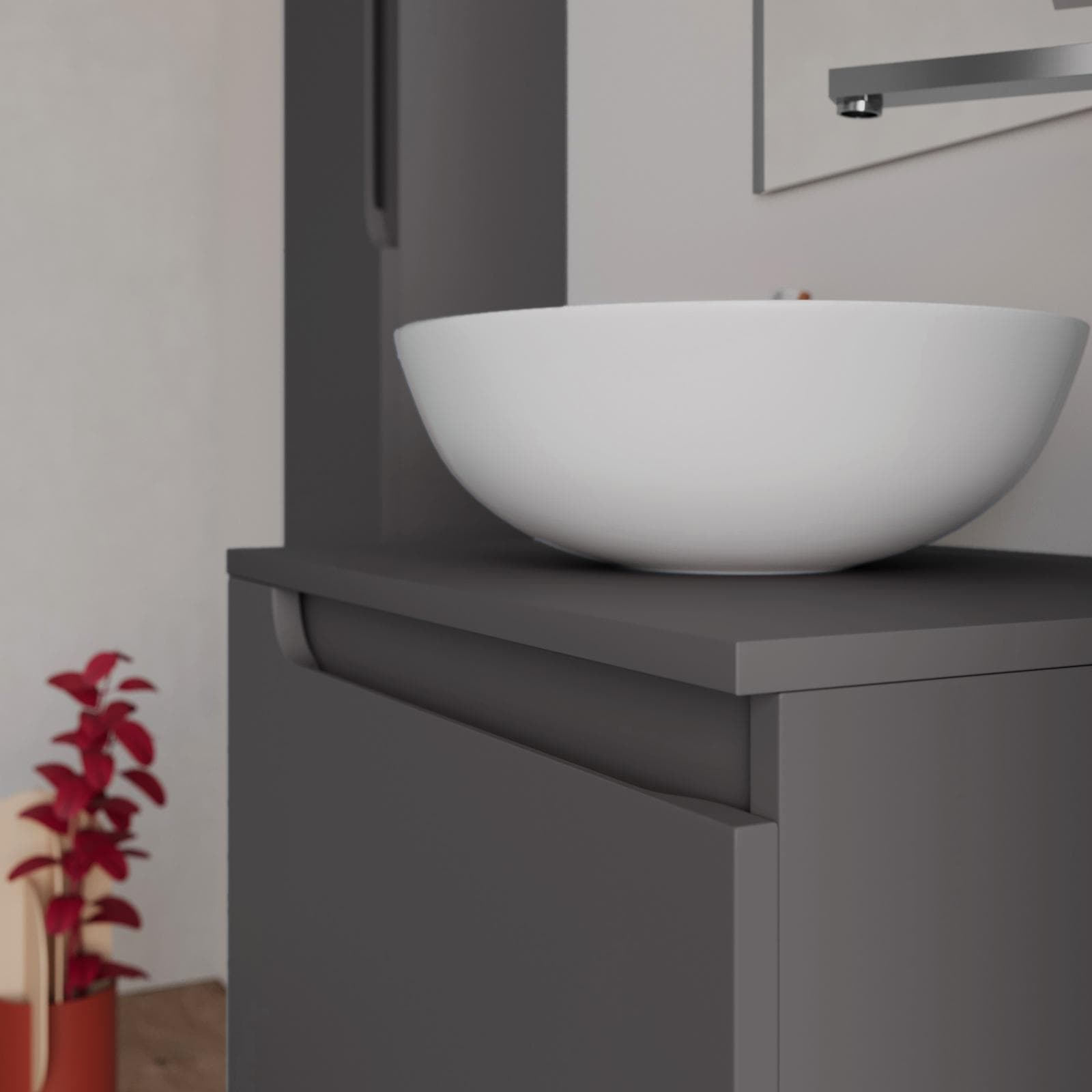 Mobile bagno sospeso 60 cm con top antracite e specchio - Agave