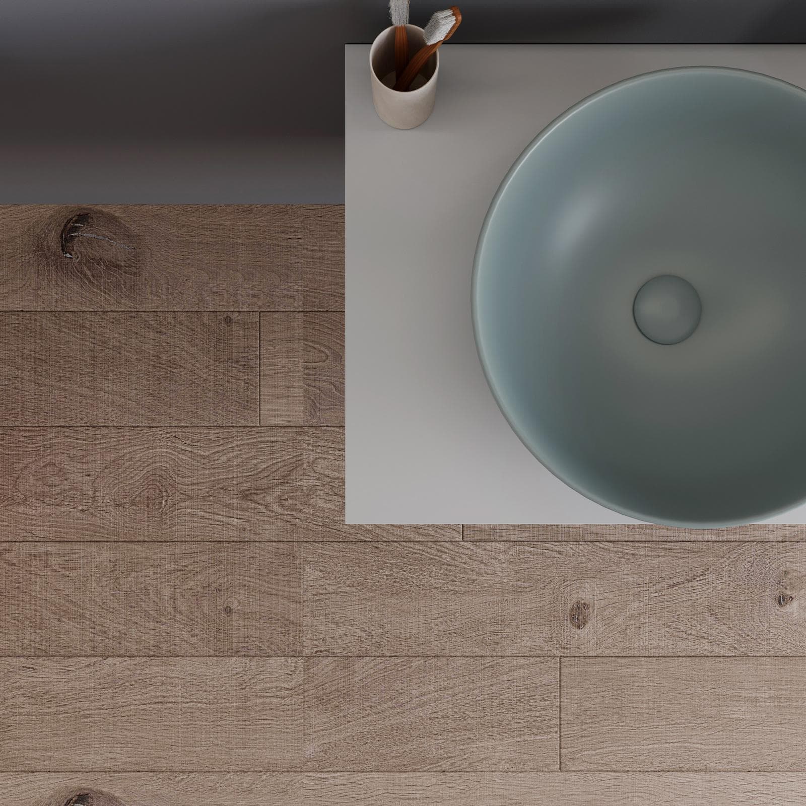 Mobile bagno sospeso 60 cm con top bianco opaco e specchio - Agave