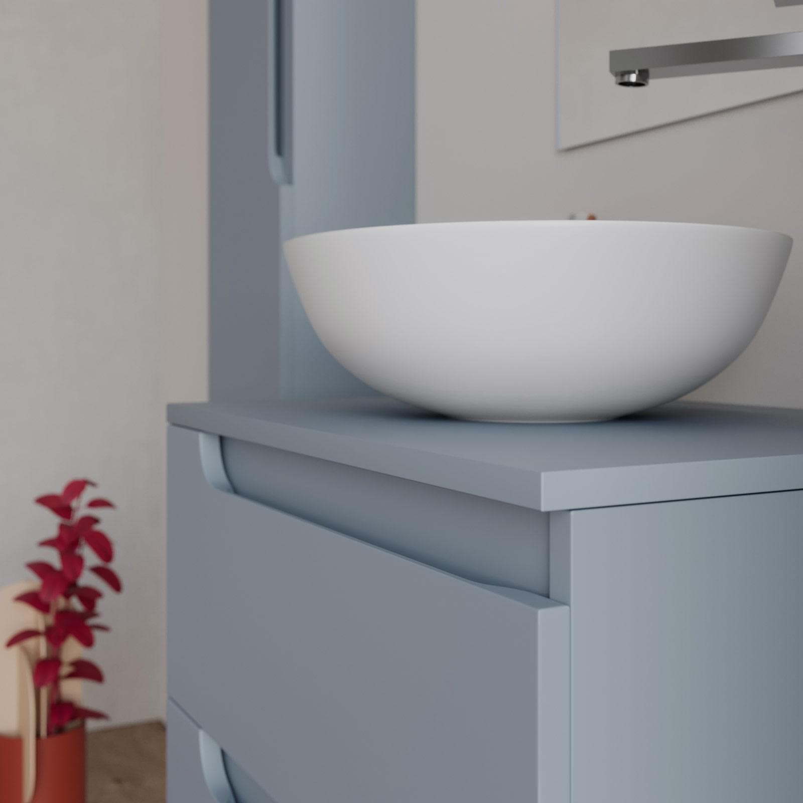 Mobile bagno sospeso 60 cm con top carta da zucchero e specchio - Agave Plus
