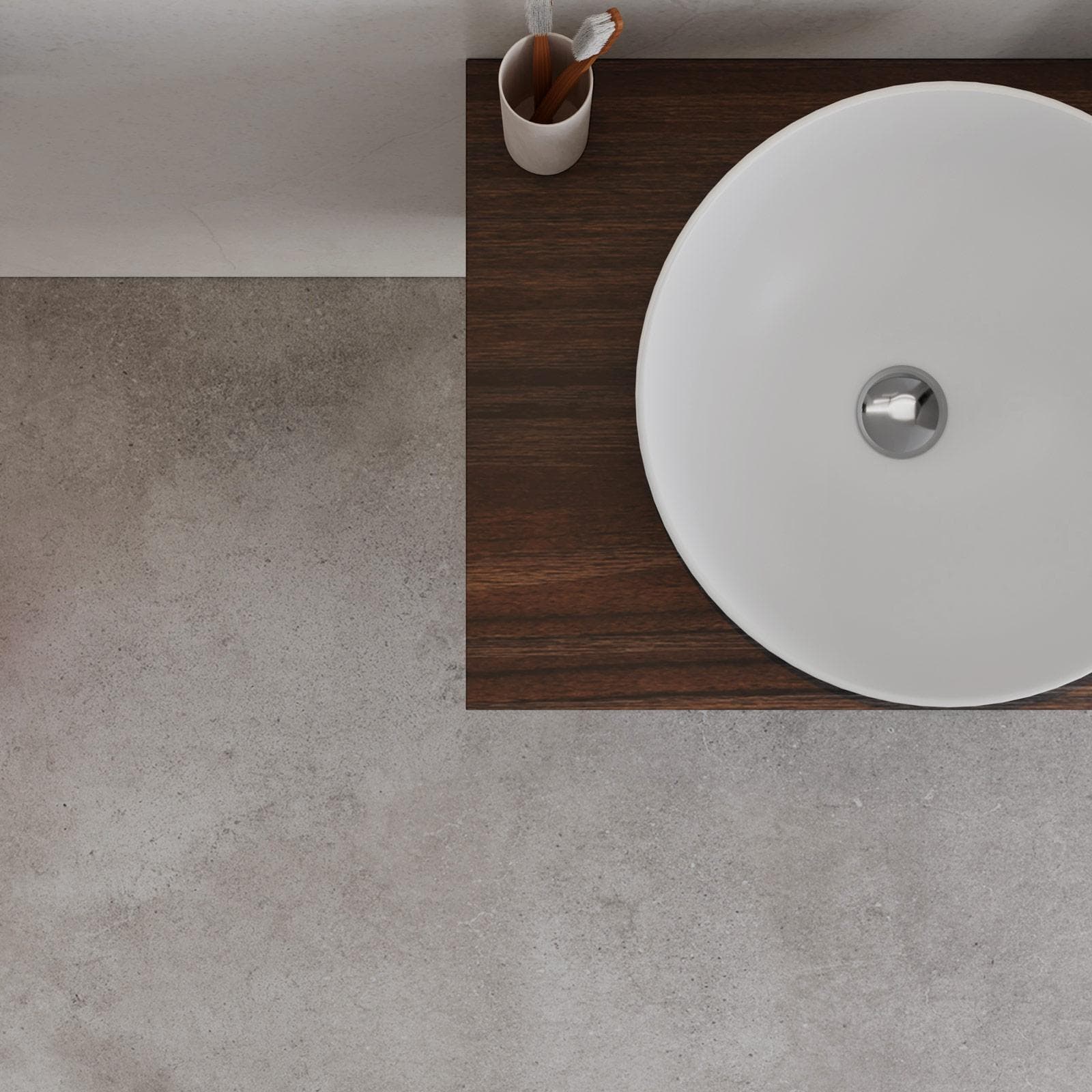 Mobile bagno sospeso 60 cm con top rovere deciso e specchio - Agave Plus