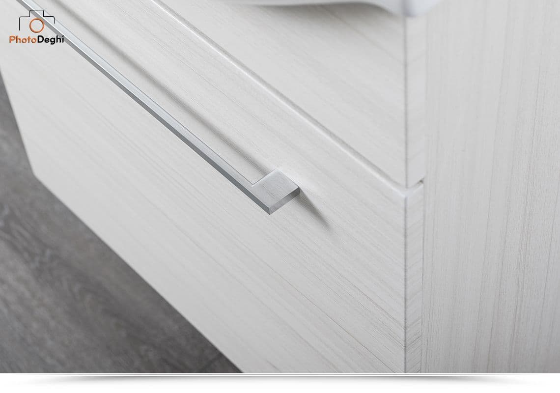Mobile bagno sospeso 60 cm profondità 42 cm effetto legno di larice sbiancato con specchio - Ready