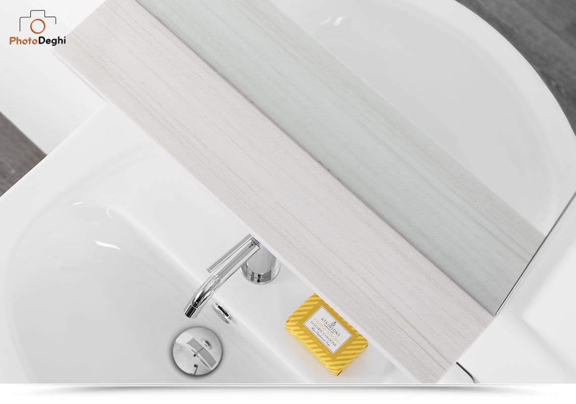Mobile bagno sospeso 60 cm profondità 42 cm effetto legno di larice sbiancato con specchio - Ready