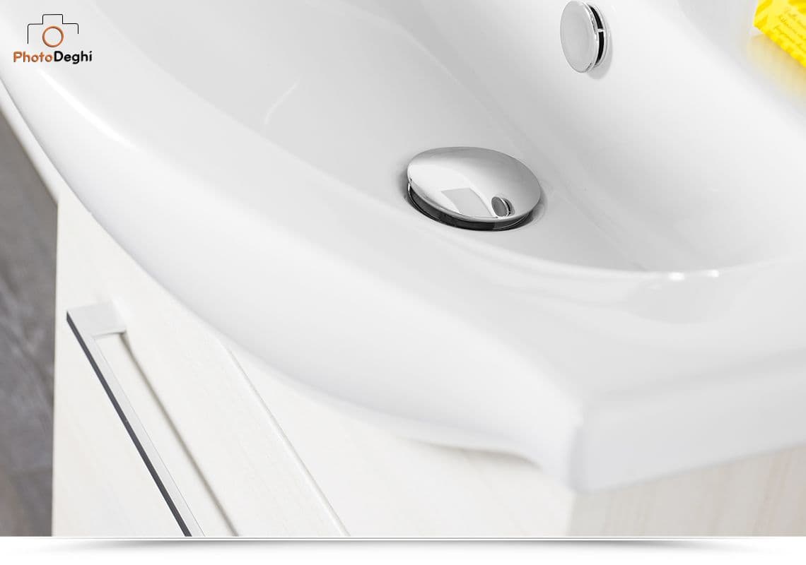 Mobile bagno sospeso 60 cm profondità 42 cm effetto legno di larice sbiancato con specchio - Ready