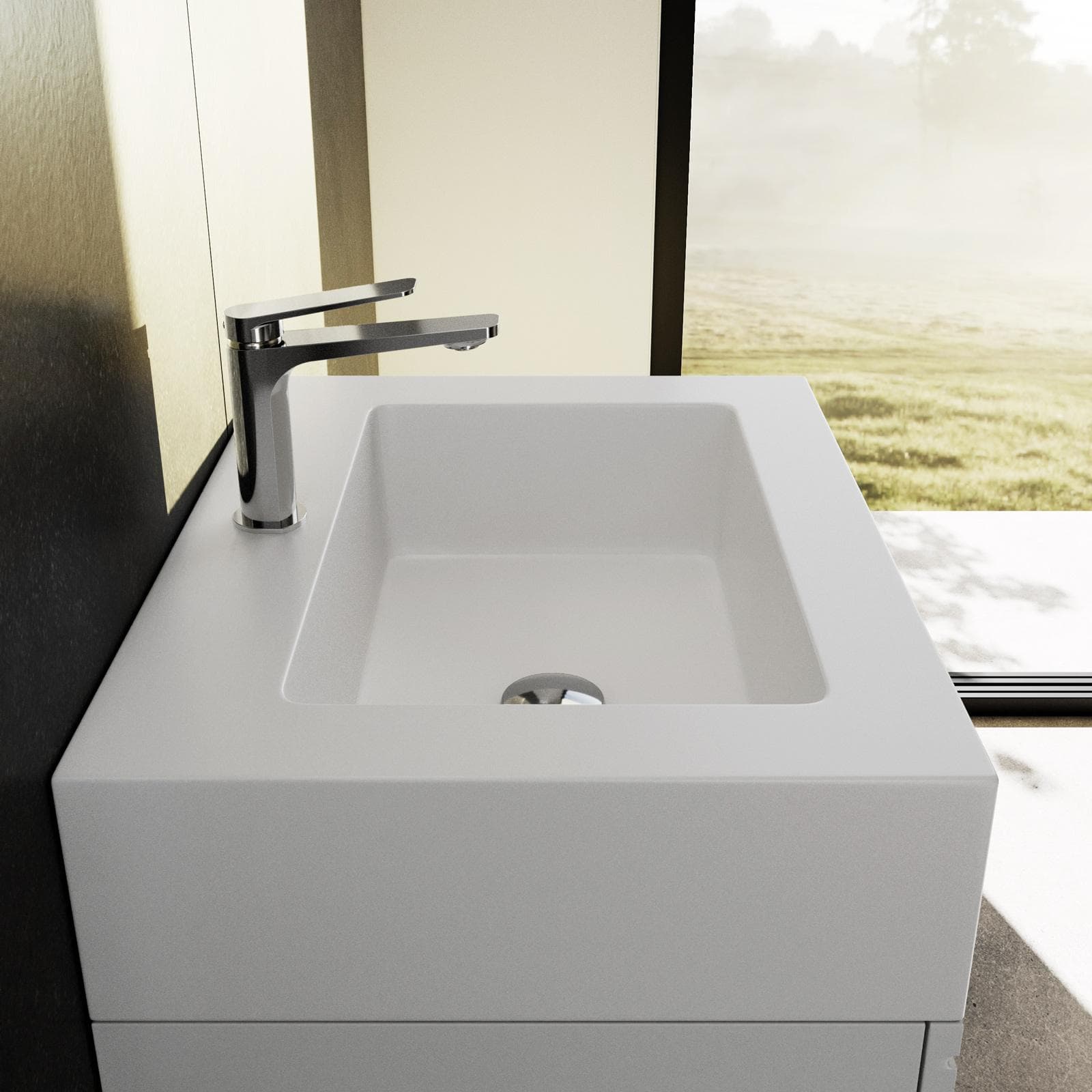 Mobile bagno sospeso 60 cm rovere africa con top lavabo bianco opaco e specchio - Maylin