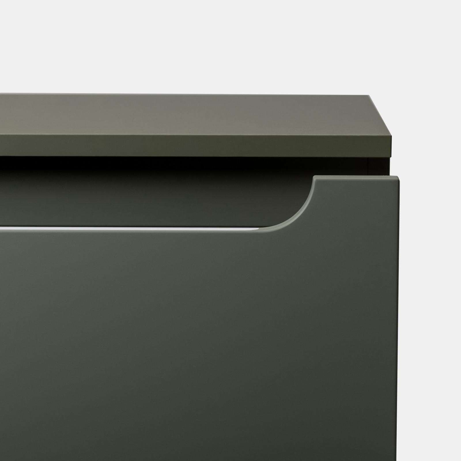 Mobile bagno sospeso 60 cm verde cemento con top e specchio - Sleek
