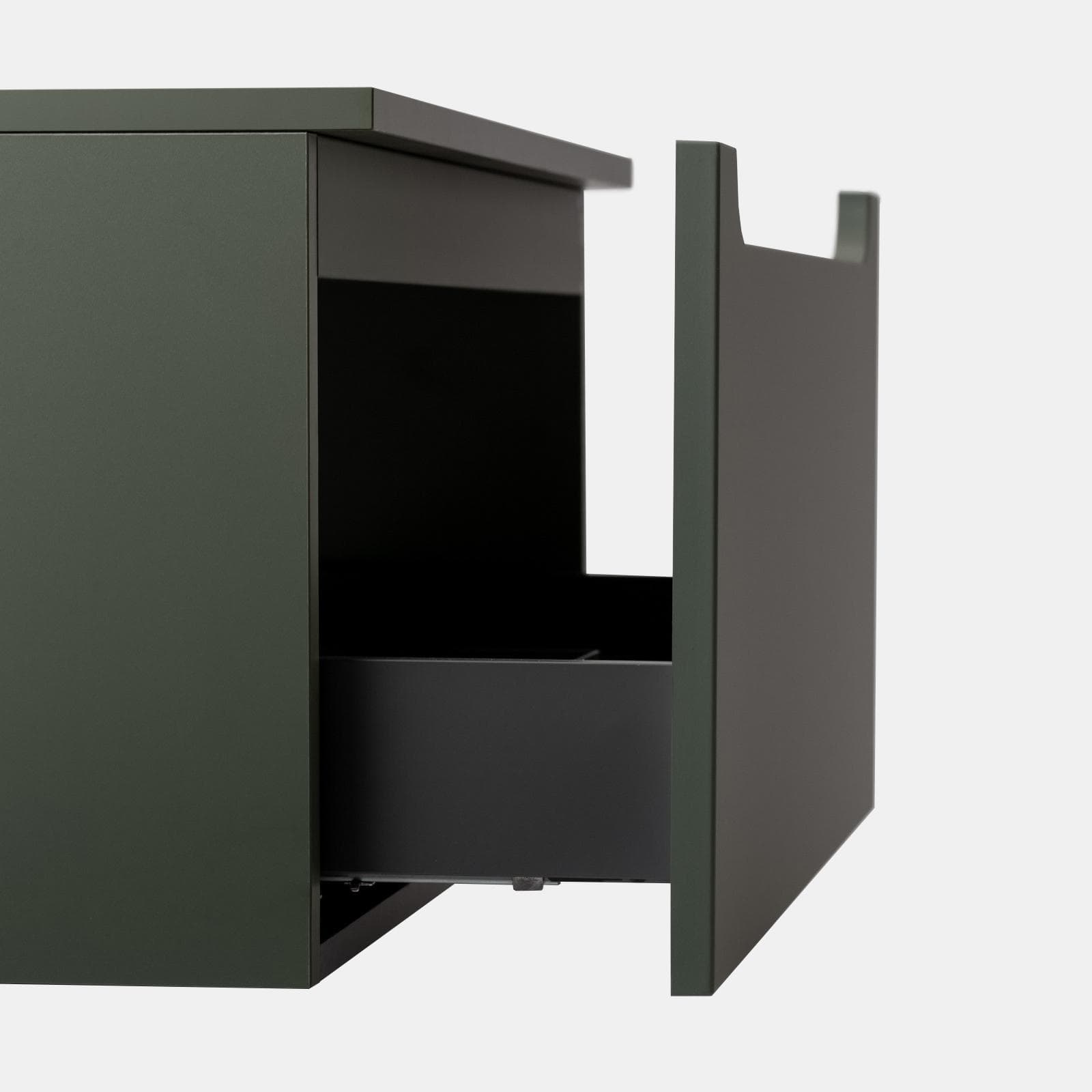 Mobile bagno sospeso 60 cm verde cemento con top e specchio - Sleek