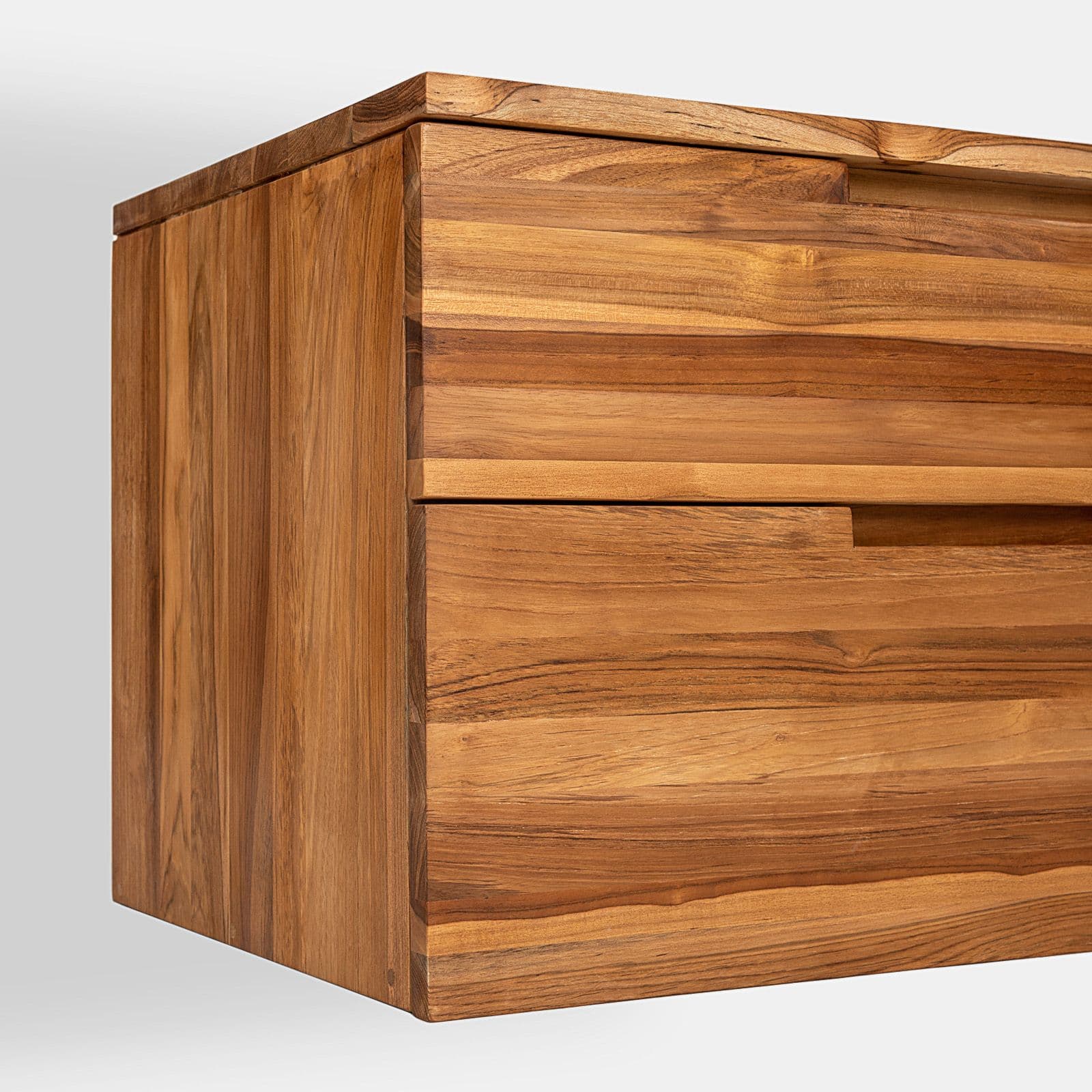 Mobile bagno sospeso 70 cm con 2 cassetti in legno teak chiaro - Kala