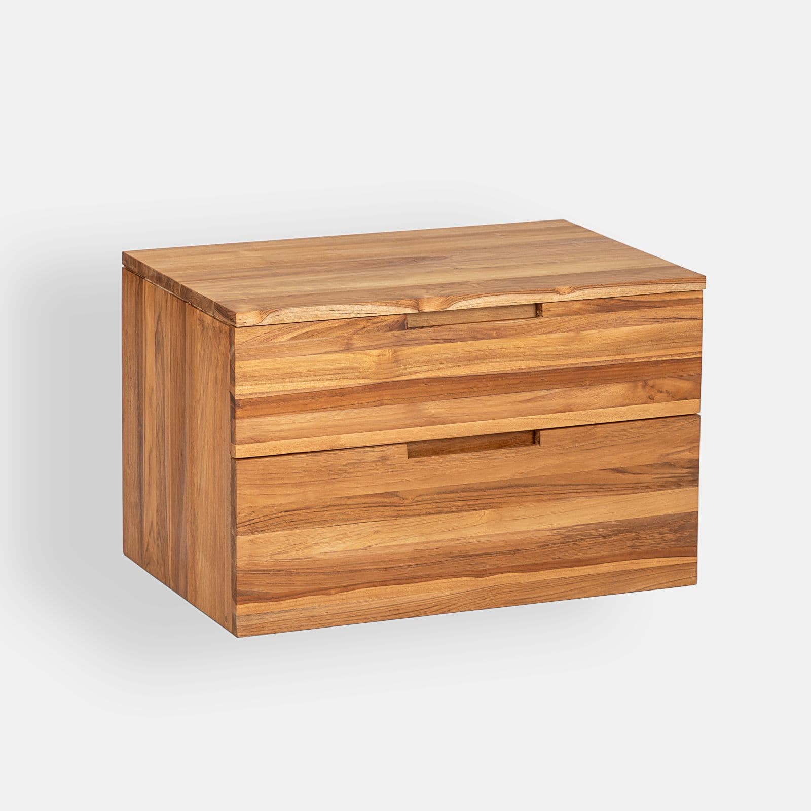Mobile bagno sospeso 70 cm con 2 cassetti in legno teak chiaro - Kala
