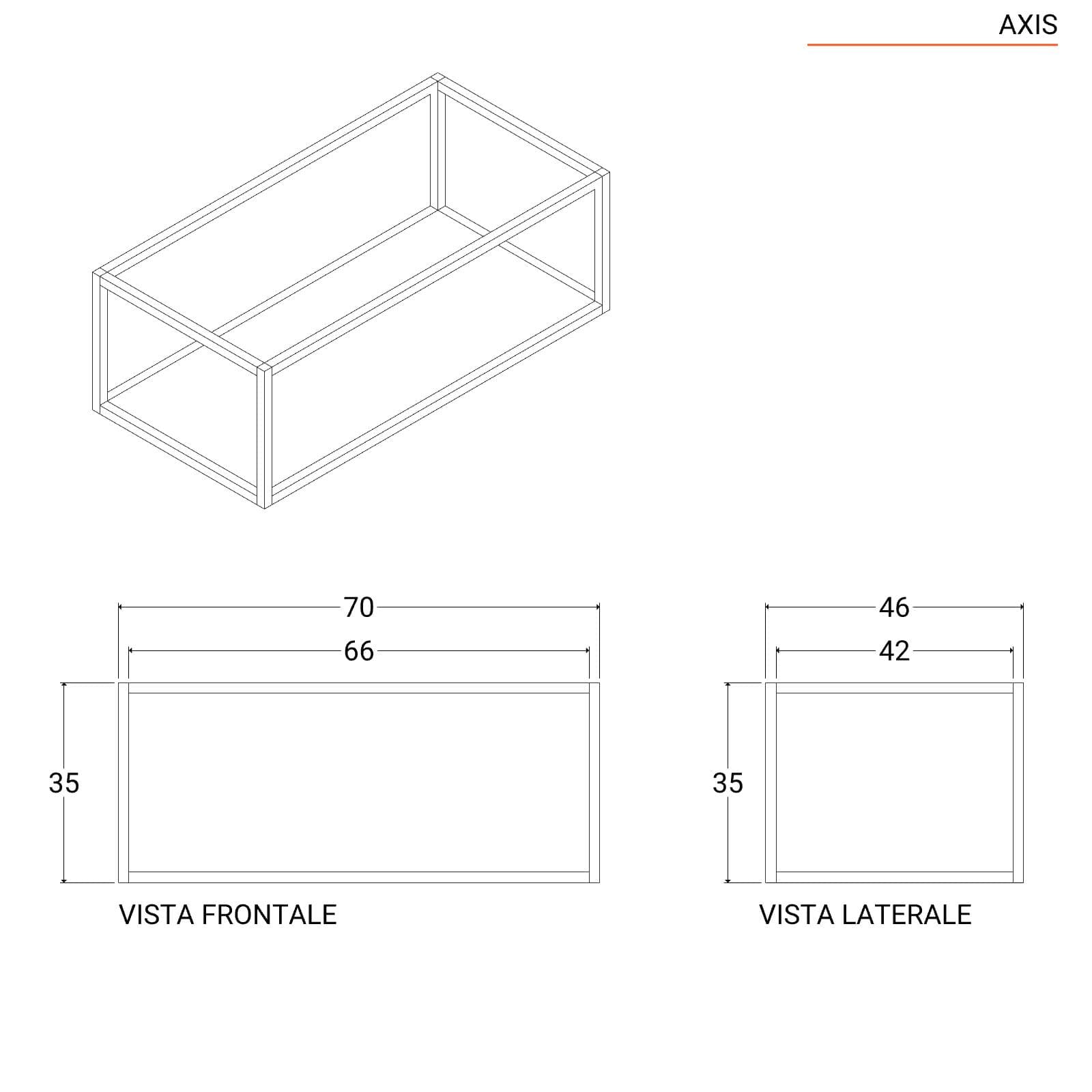 Mobile bagno sospeso 70 cm nero opaco con top lavabo e specchio - Axis