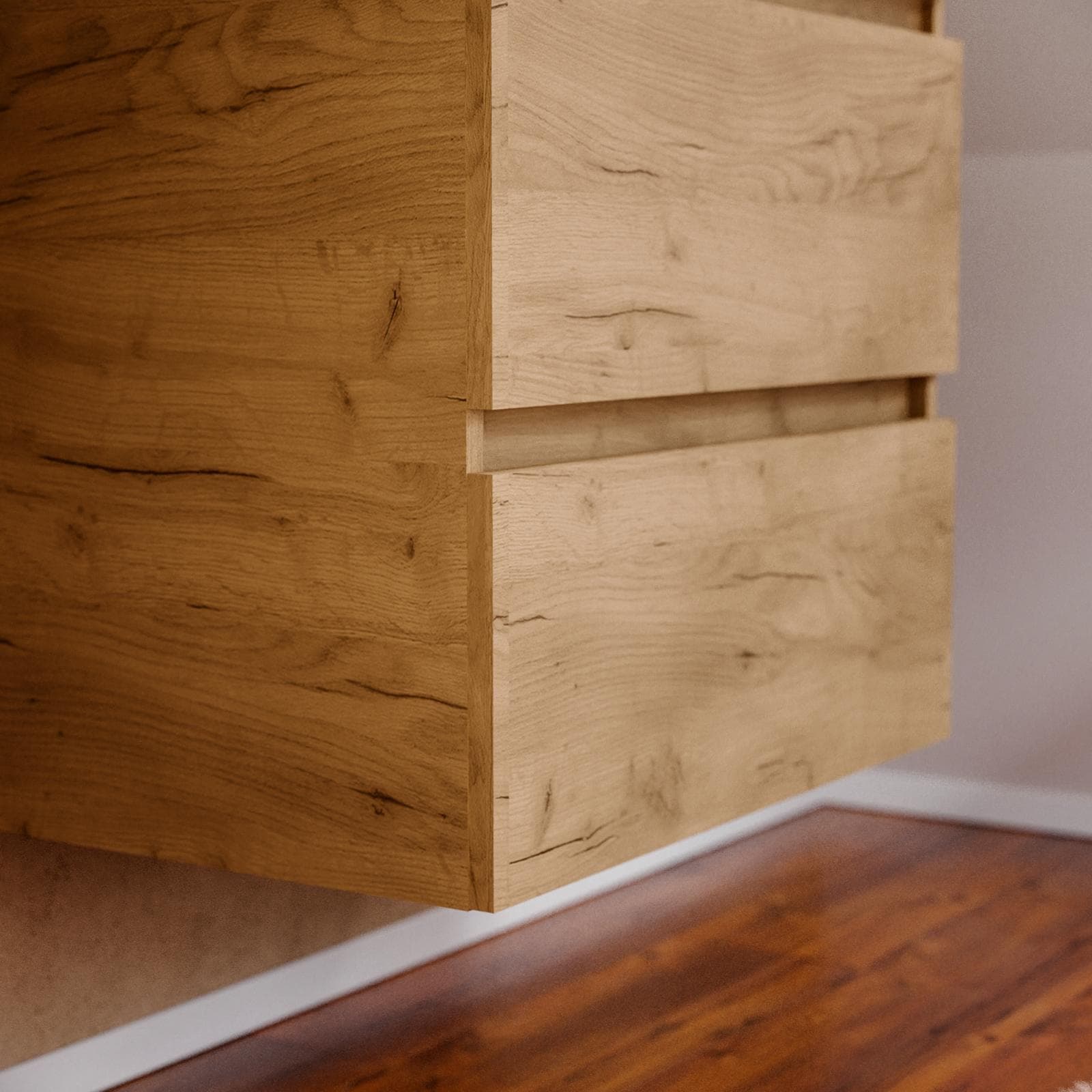 Mobile bagno sospeso 70 cm rovere africa con lavabo integrato e specchio - Anami