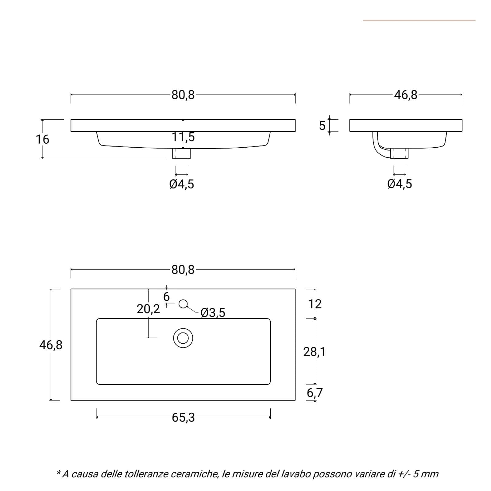 Mobile bagno sospeso 80 cm antracite con 2 cassetti e lavabo in resina con specchio - Cuki