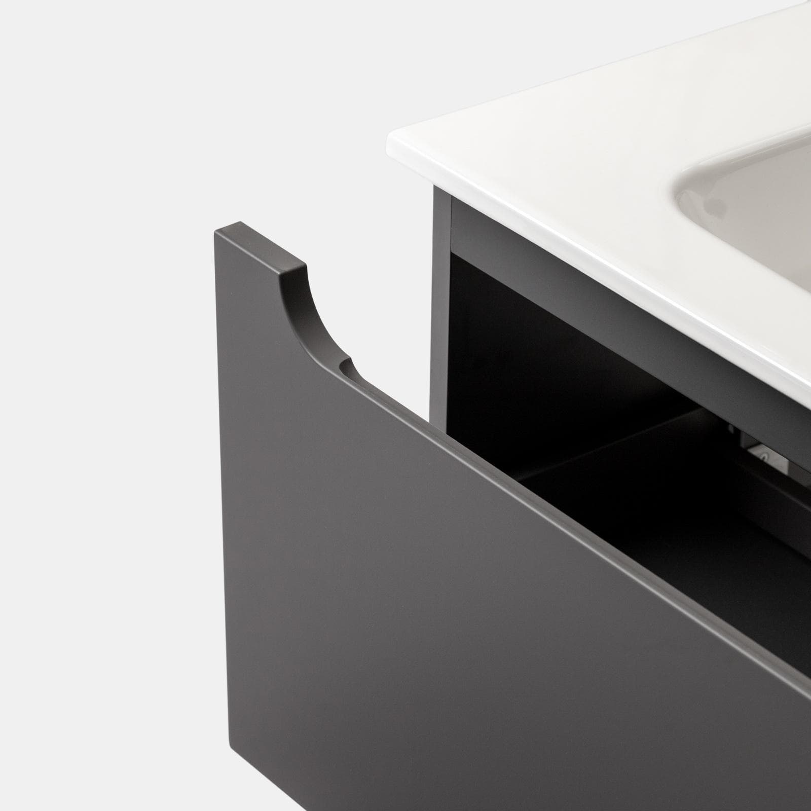 Mobile bagno sospeso 80 cm antracite con lavabo integrato e specchio - Sleek