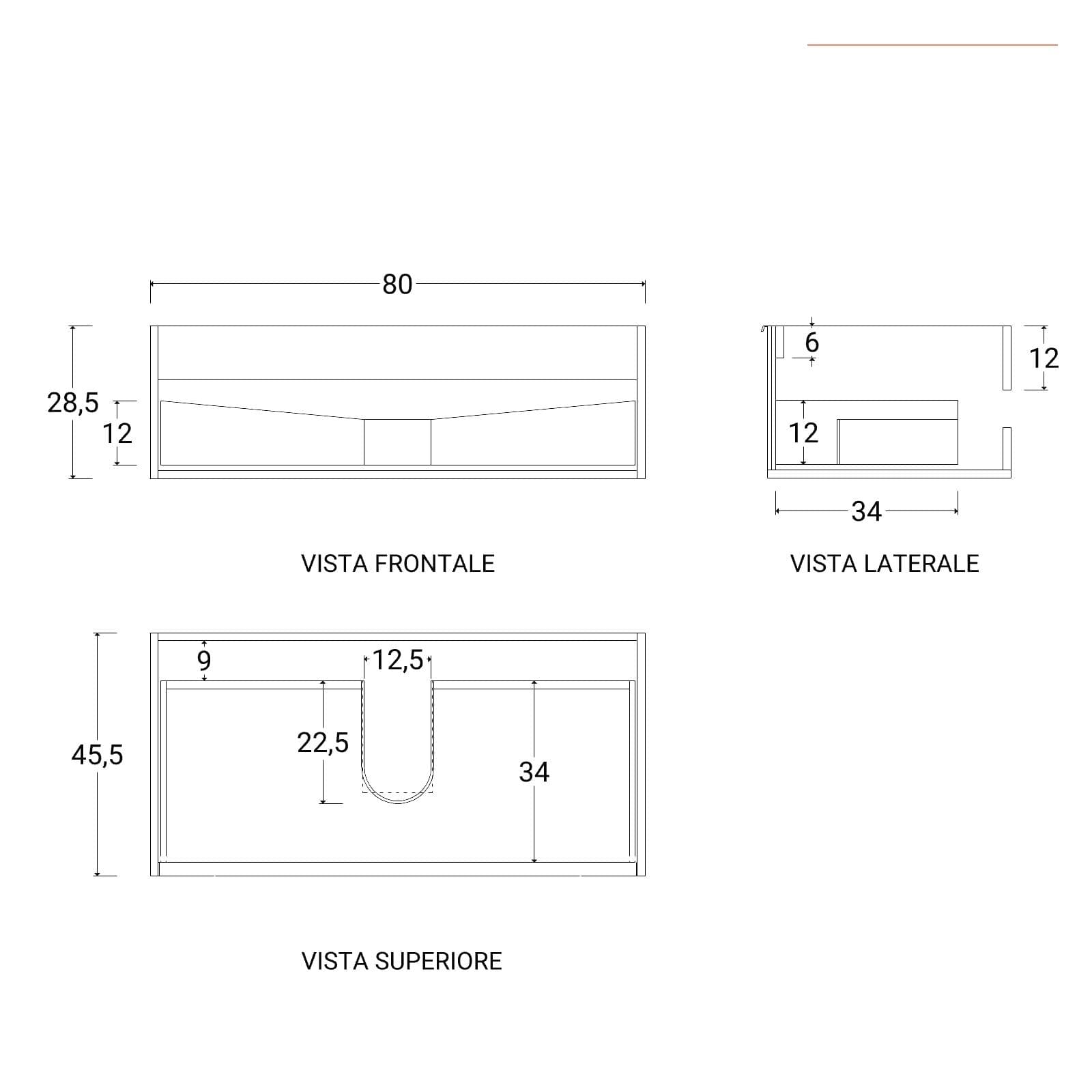 Mobile bagno sospeso 80 cm bianco con frontale in vetro lavabo integrato e specchio - Laila