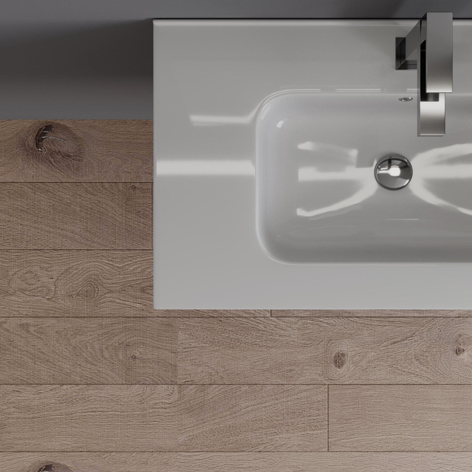 Mobile bagno sospeso 80 cm bianco opaco con lavabo e specchio - Agave
