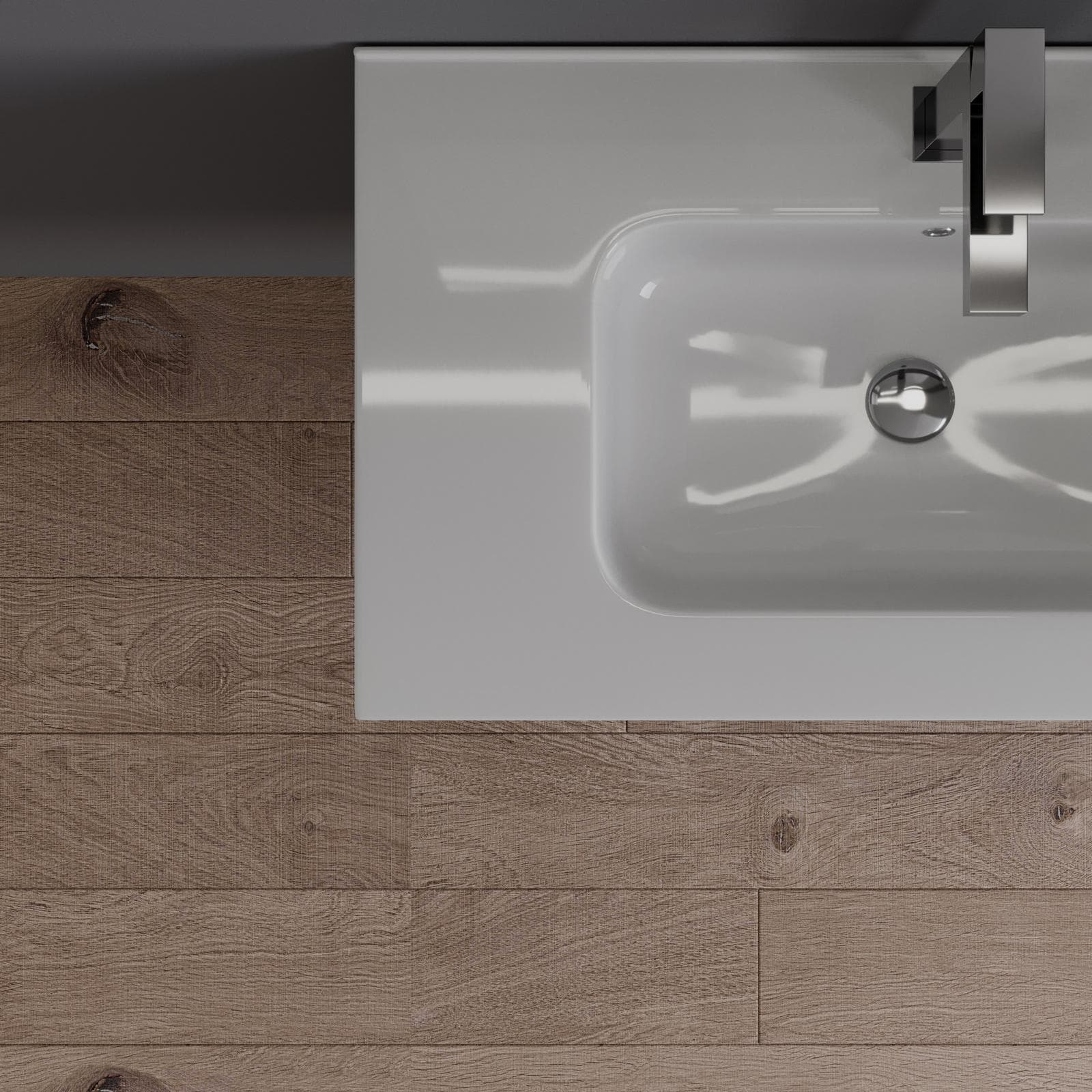 Mobile bagno sospeso 80 cm bianco opaco con lavabo e specchio - Agave Plus
