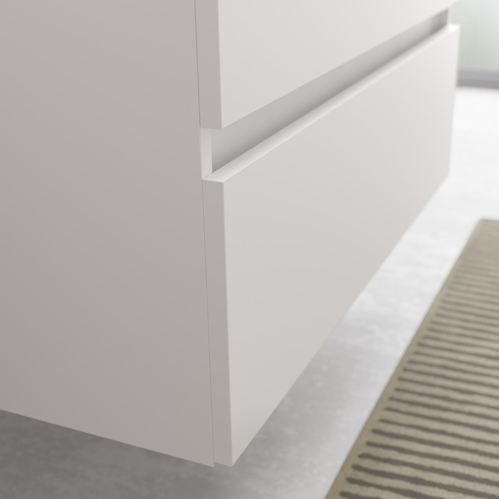 Mobile bagno sospeso 80 cm bianco opaco con lavabo integrato e specchio - Anami