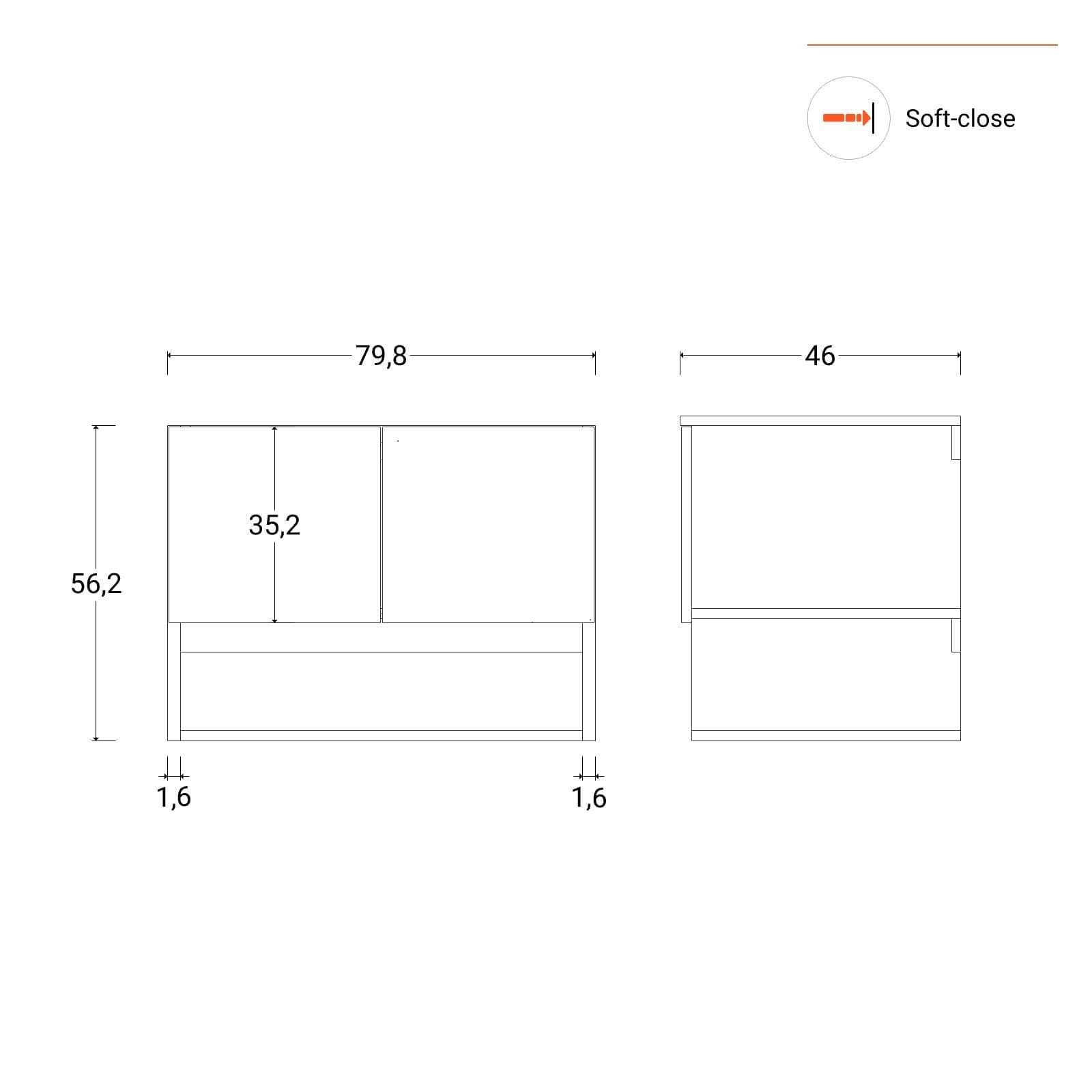 Mobile bagno sospeso 80 cm bianco opaco con lavabo integrato e specchio - Lion