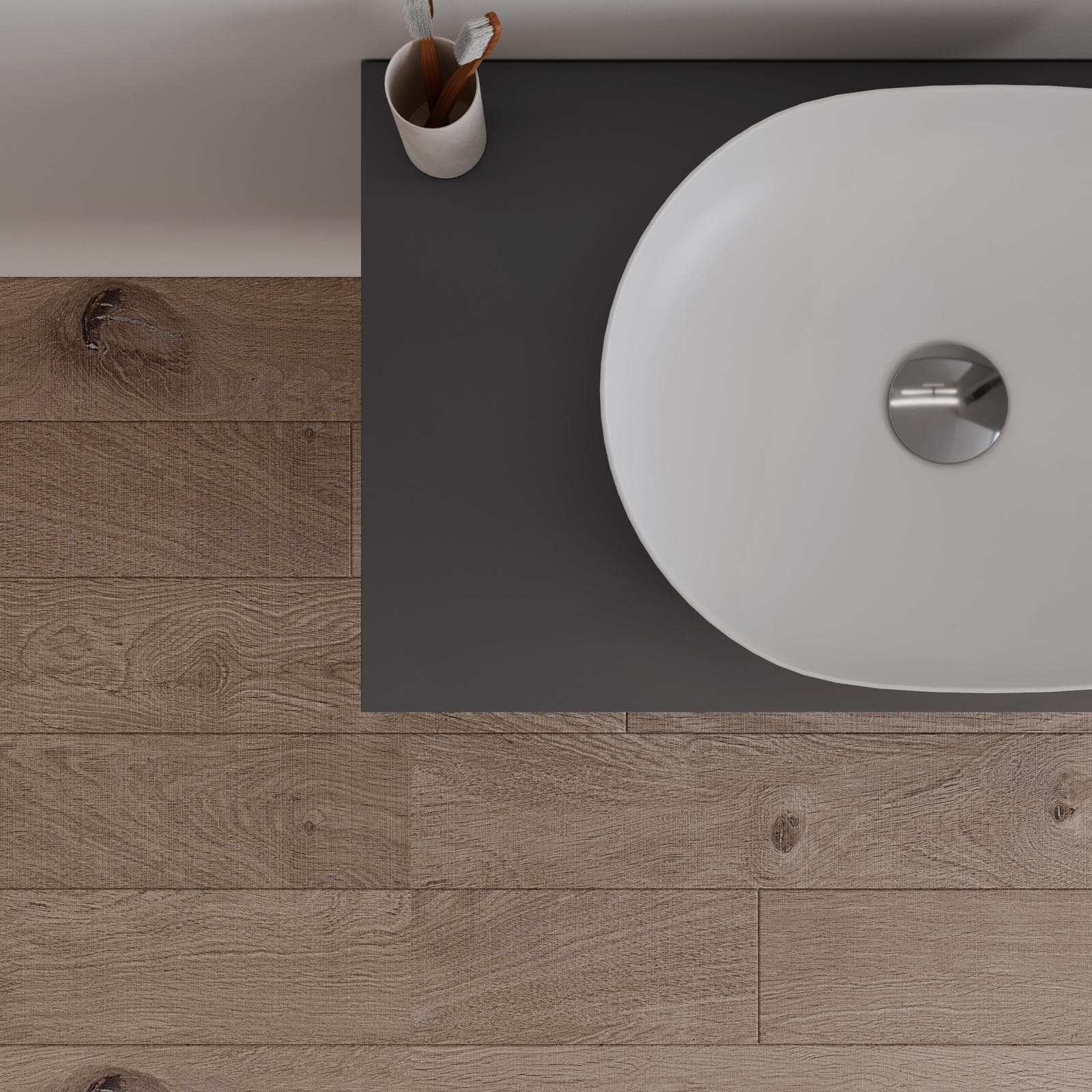 Mobile bagno sospeso 80 cm con top antracite e specchio - Agave Plus