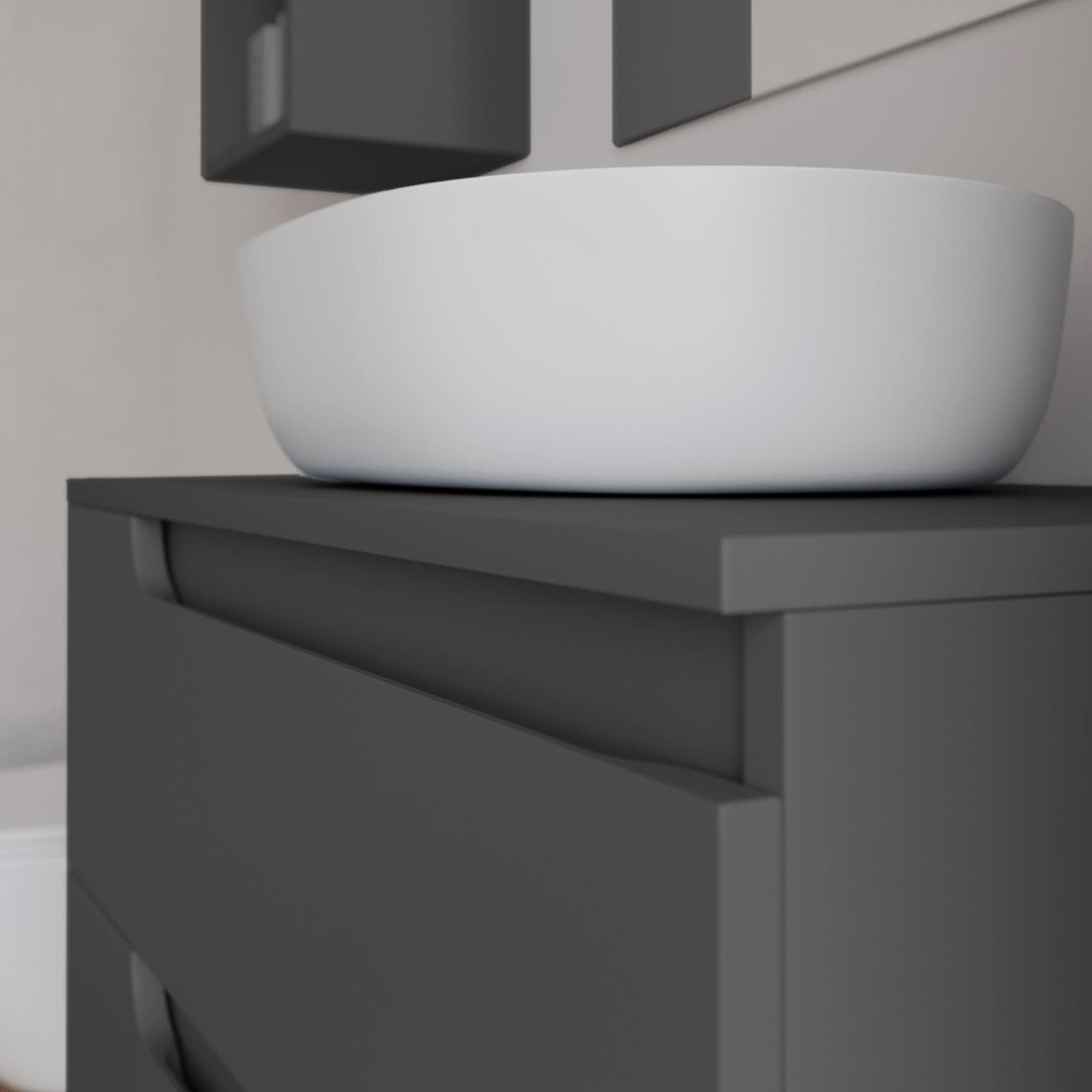 Mobile bagno sospeso 80 cm con top antracite e specchio - Agave Plus