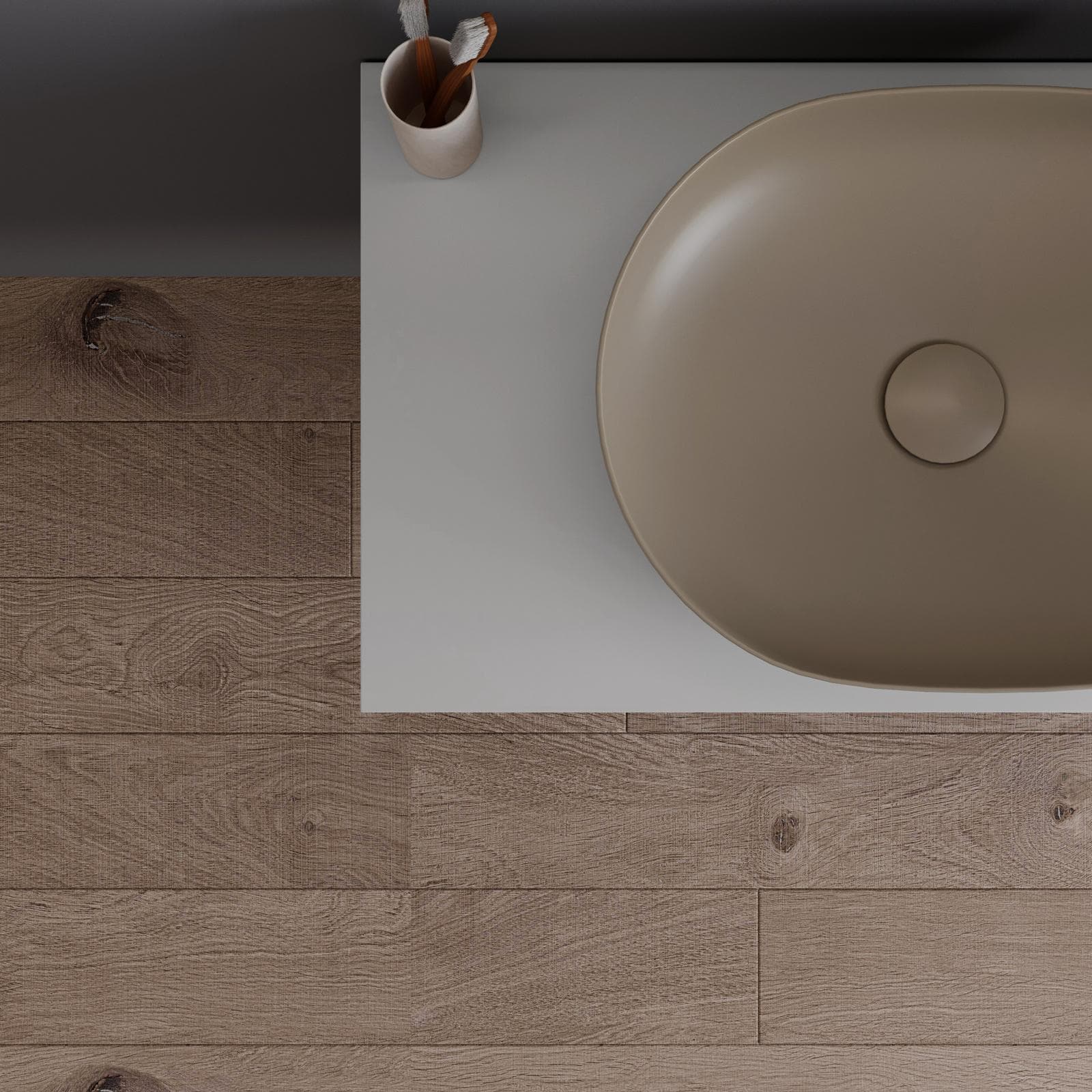 Mobile bagno sospeso 80 cm con top bianco opaco e specchio - Agave Plus