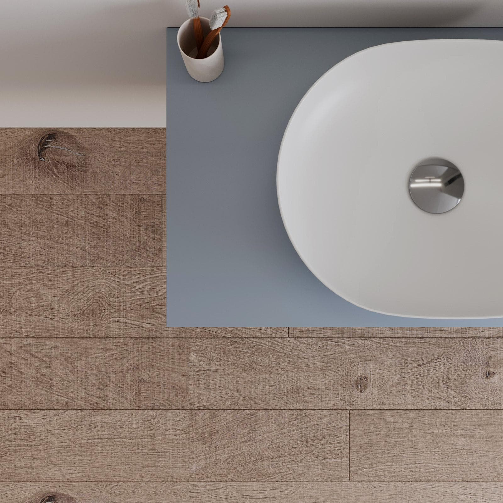 Mobile bagno sospeso 80 cm con top carta da zucchero e specchio - Agave
