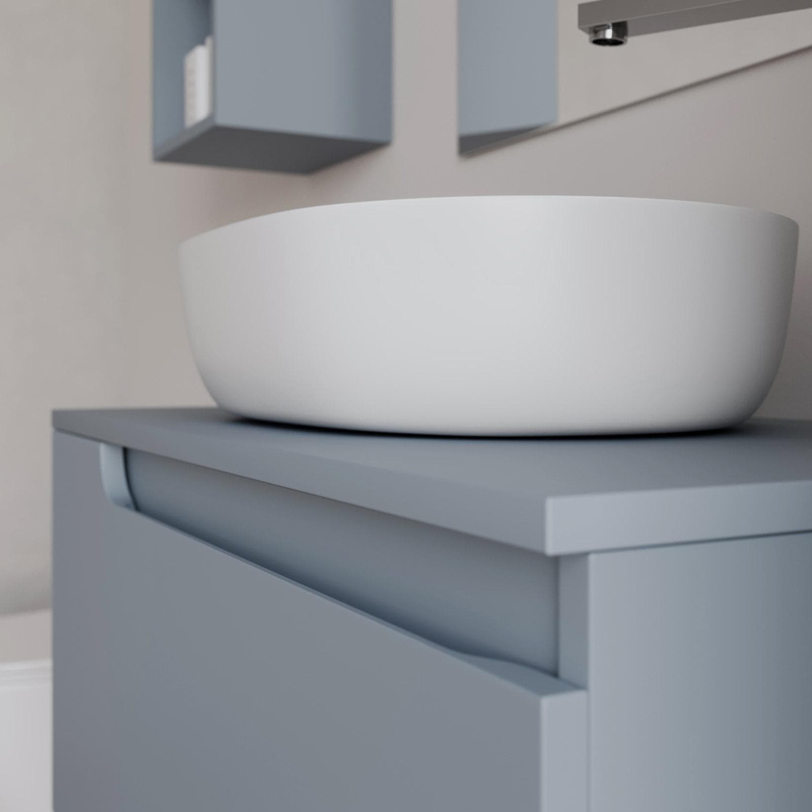 Mobile bagno sospeso 80 cm con top carta da zucchero e specchio - Agave