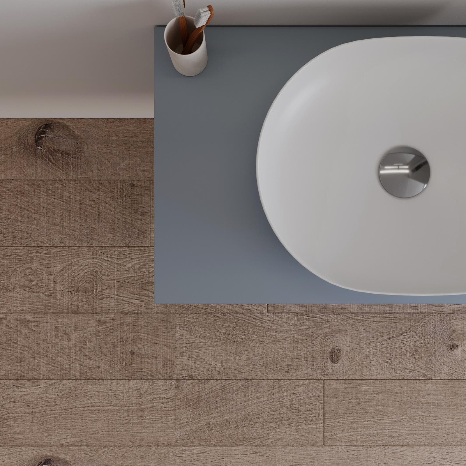 Mobile bagno sospeso 80 cm con top carta da zucchero e specchio - Agave Plus