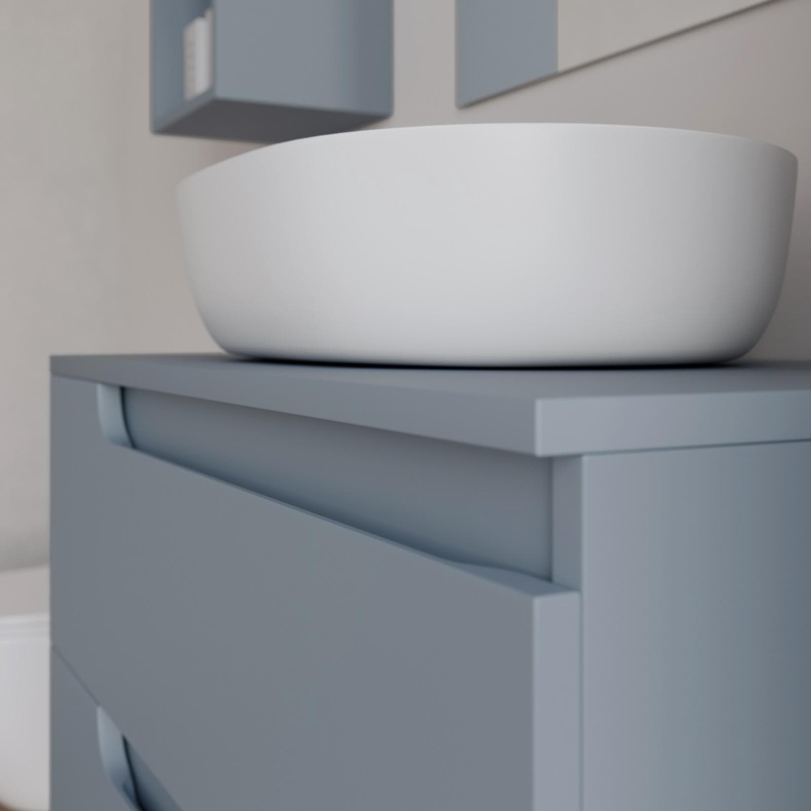 Mobile bagno sospeso 80 cm con top carta da zucchero e specchio - Agave Plus