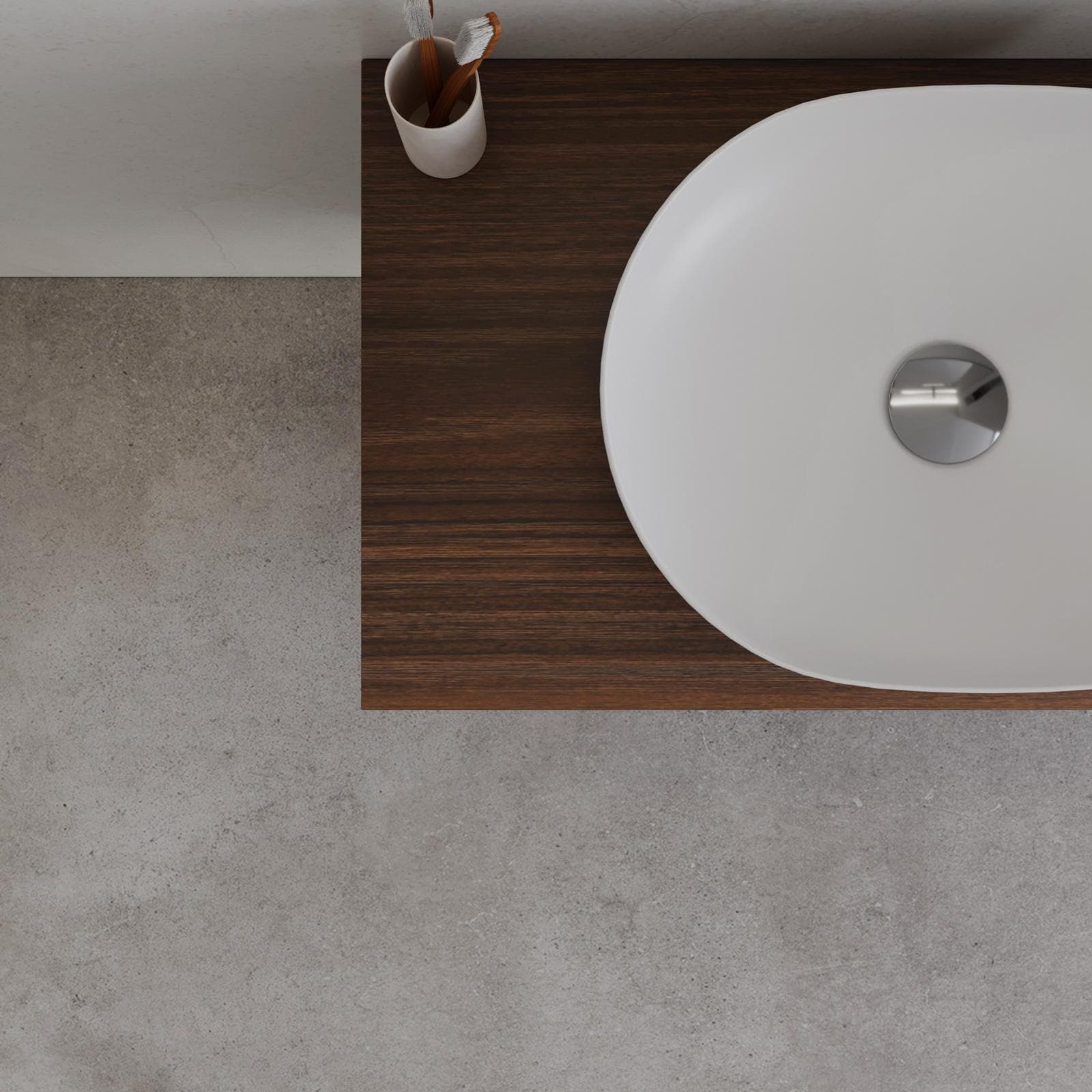Mobile bagno sospeso 80 cm con top rovere deciso e specchio - Agave Plus