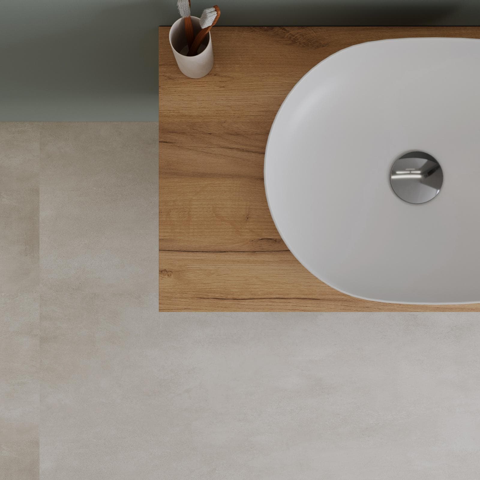 Mobile bagno sospeso 80 cm con top rovere gold e specchio - Agave Plus