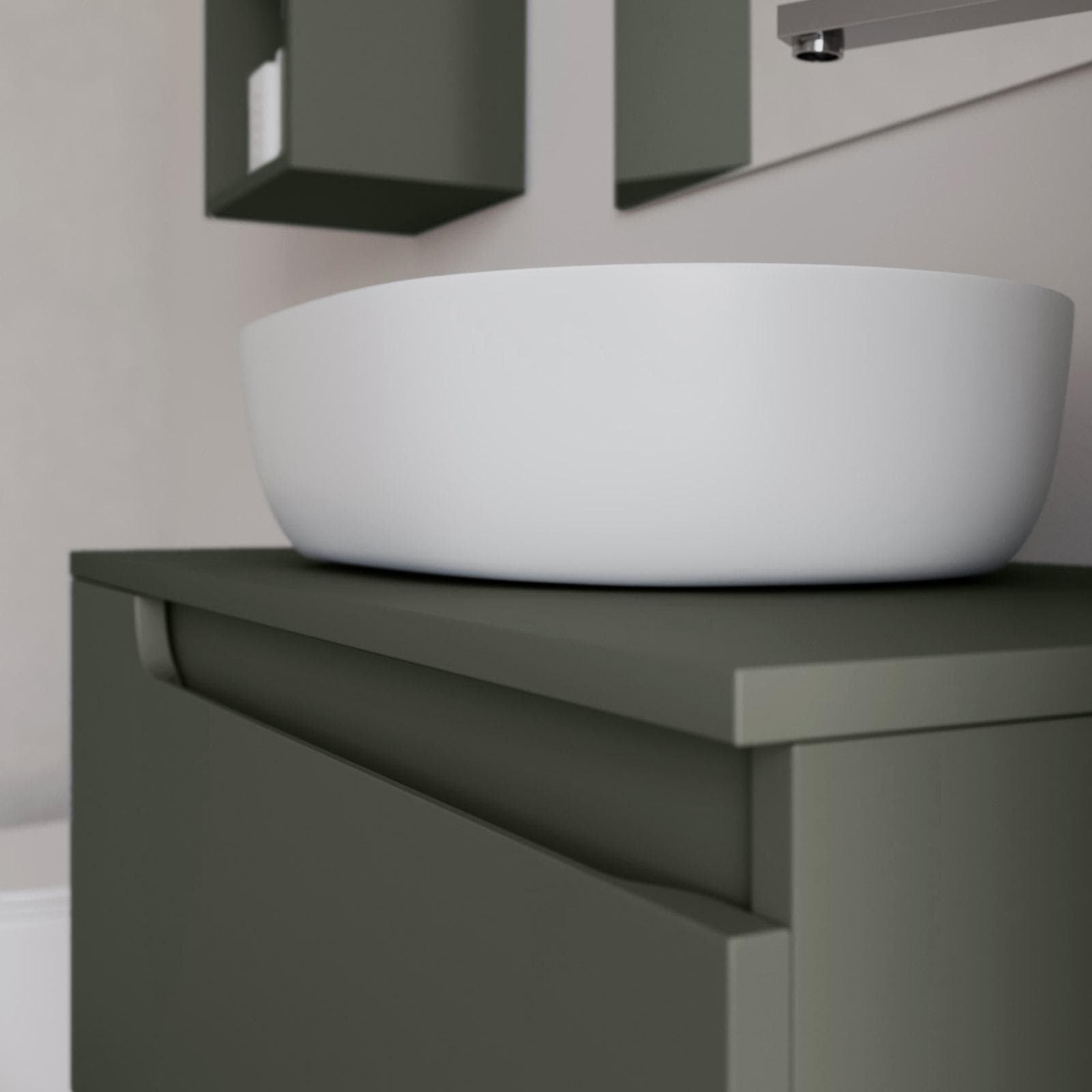 Mobile bagno sospeso 80 cm con top verde cemento e specchio - Agave