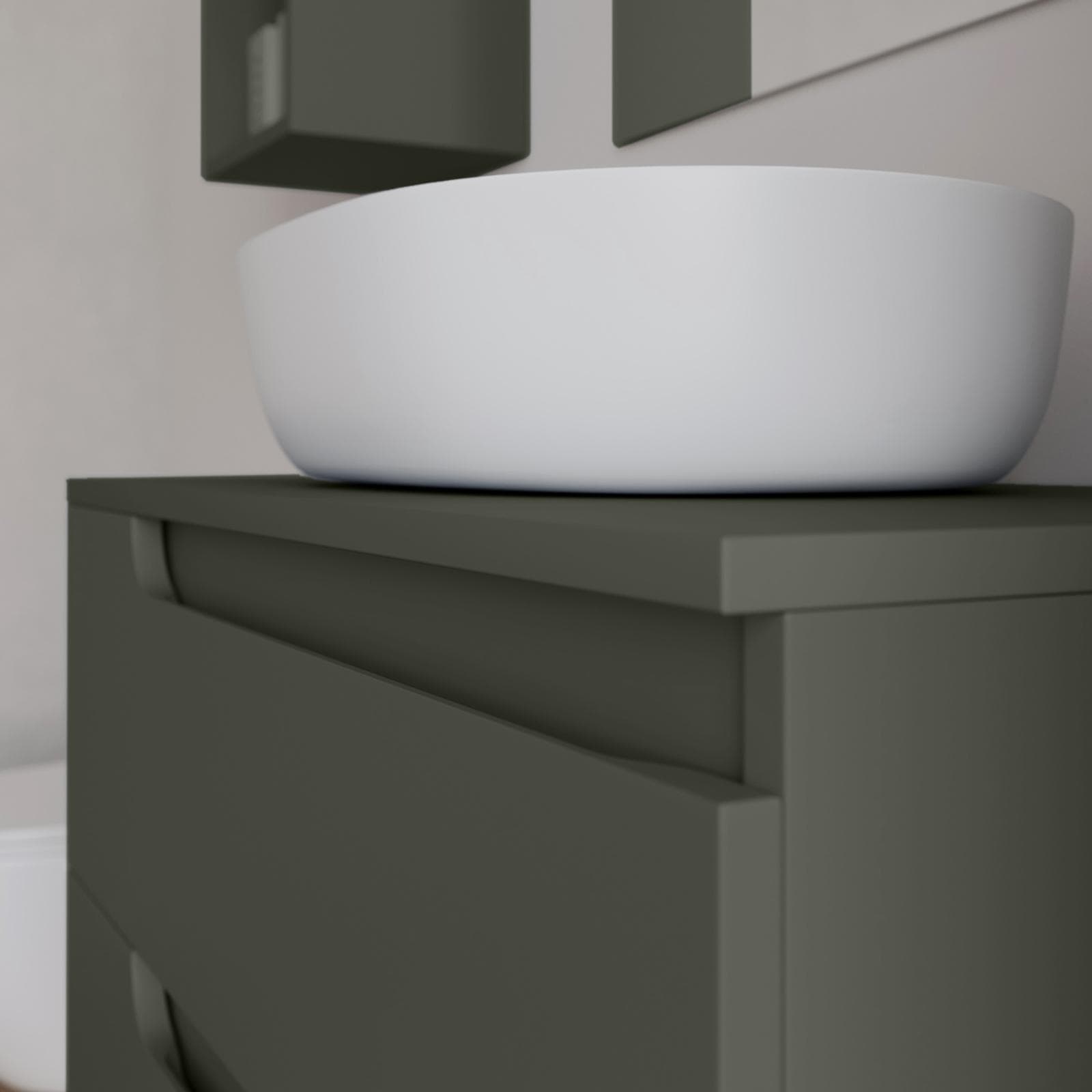 Mobile bagno sospeso 80 cm con top verde cemento e specchio - Agave Plus