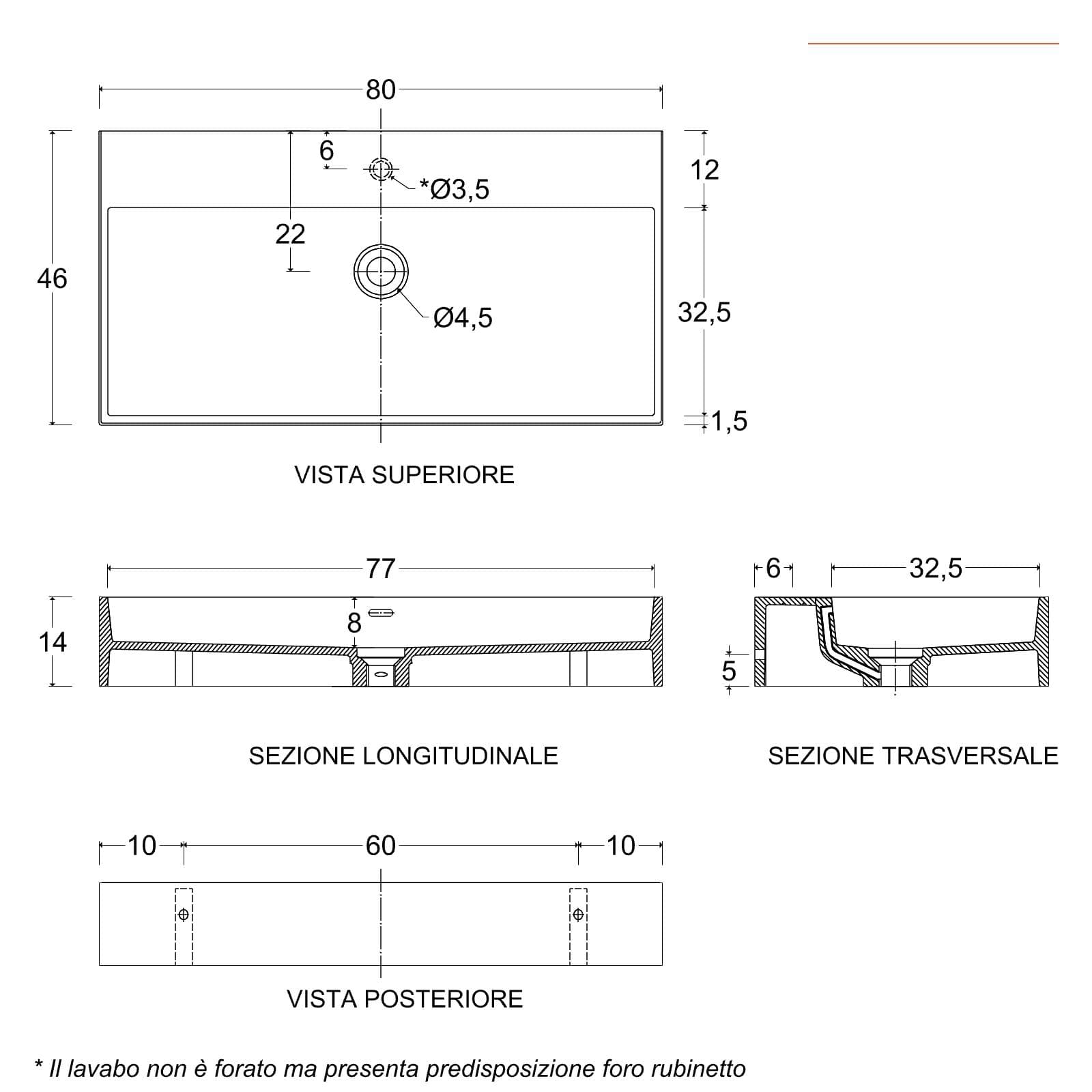 Mobile bagno sospeso 80 cm nero opaco con lavabo integrato e specchio - Cuki