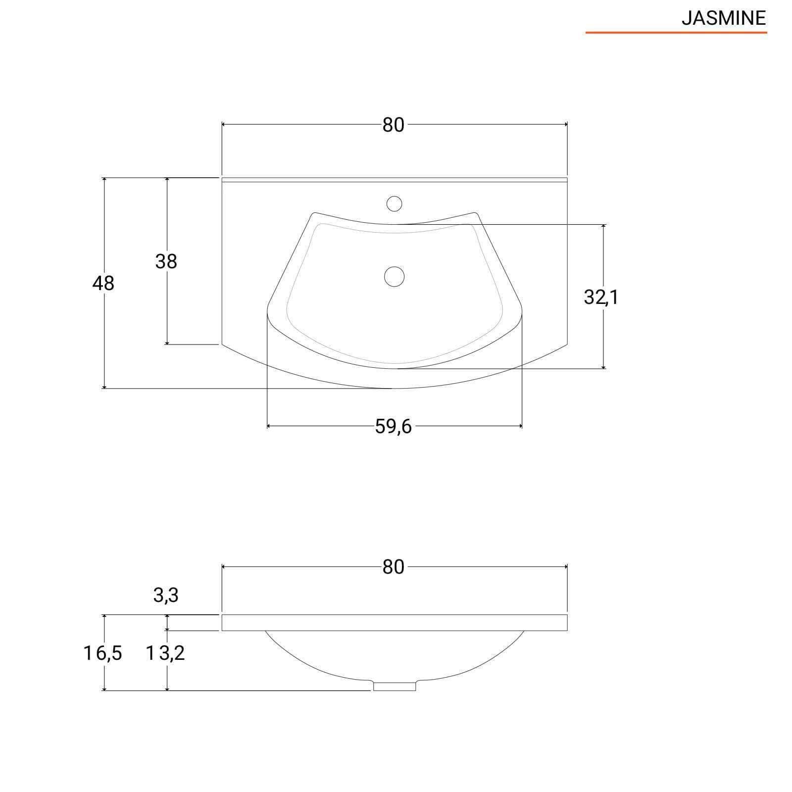 Mobile bagno sospeso 80 cm oceano opaco con specchio - Jasmine