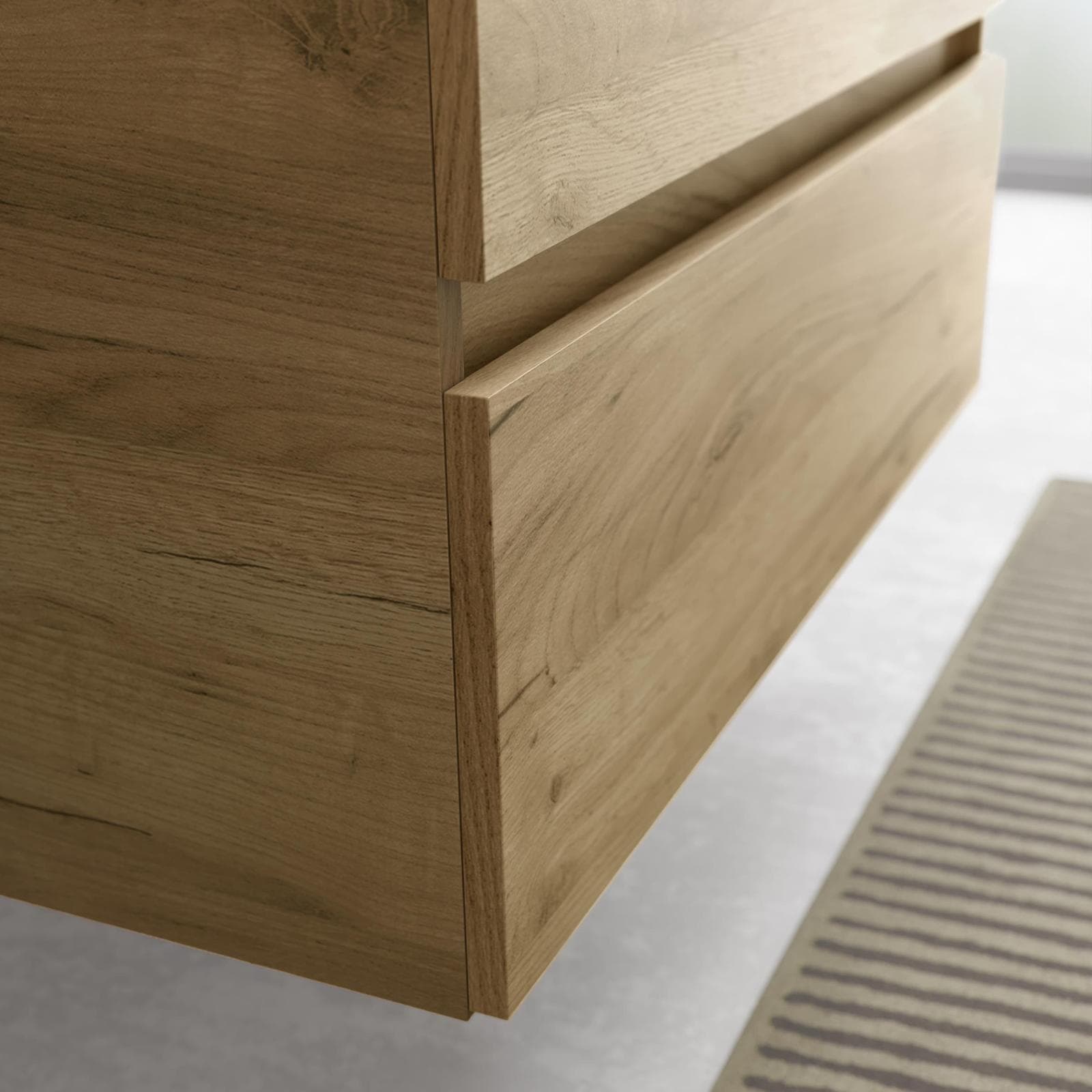 Mobile bagno sospeso 80 cm rovere africa con lavabo integrato e specchio - Anami
