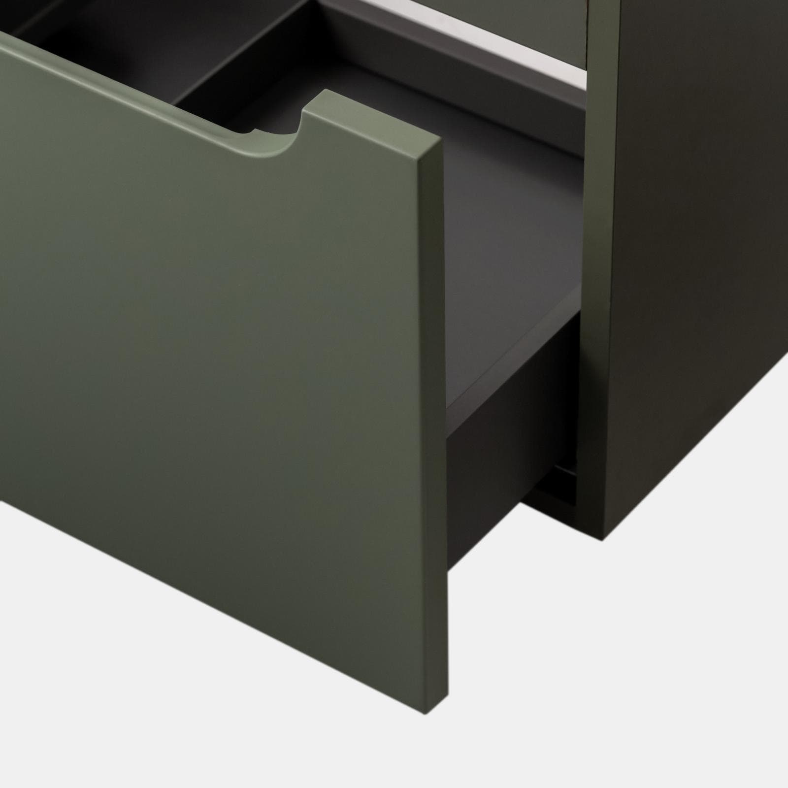 Mobile bagno sospeso 80 cm verde cemento con top e specchio - Sleek