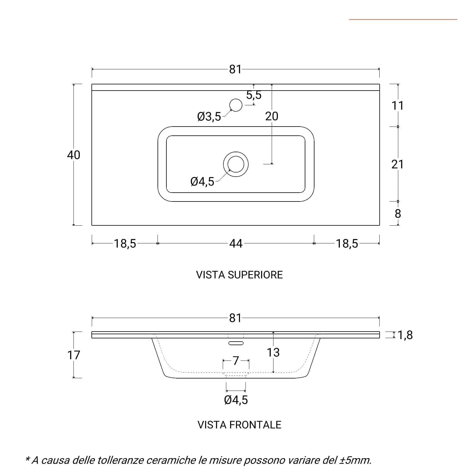 Mobile bagno sospeso 80 x 39 cm con ante antracite opaco e lavabo con specchio - Adonys