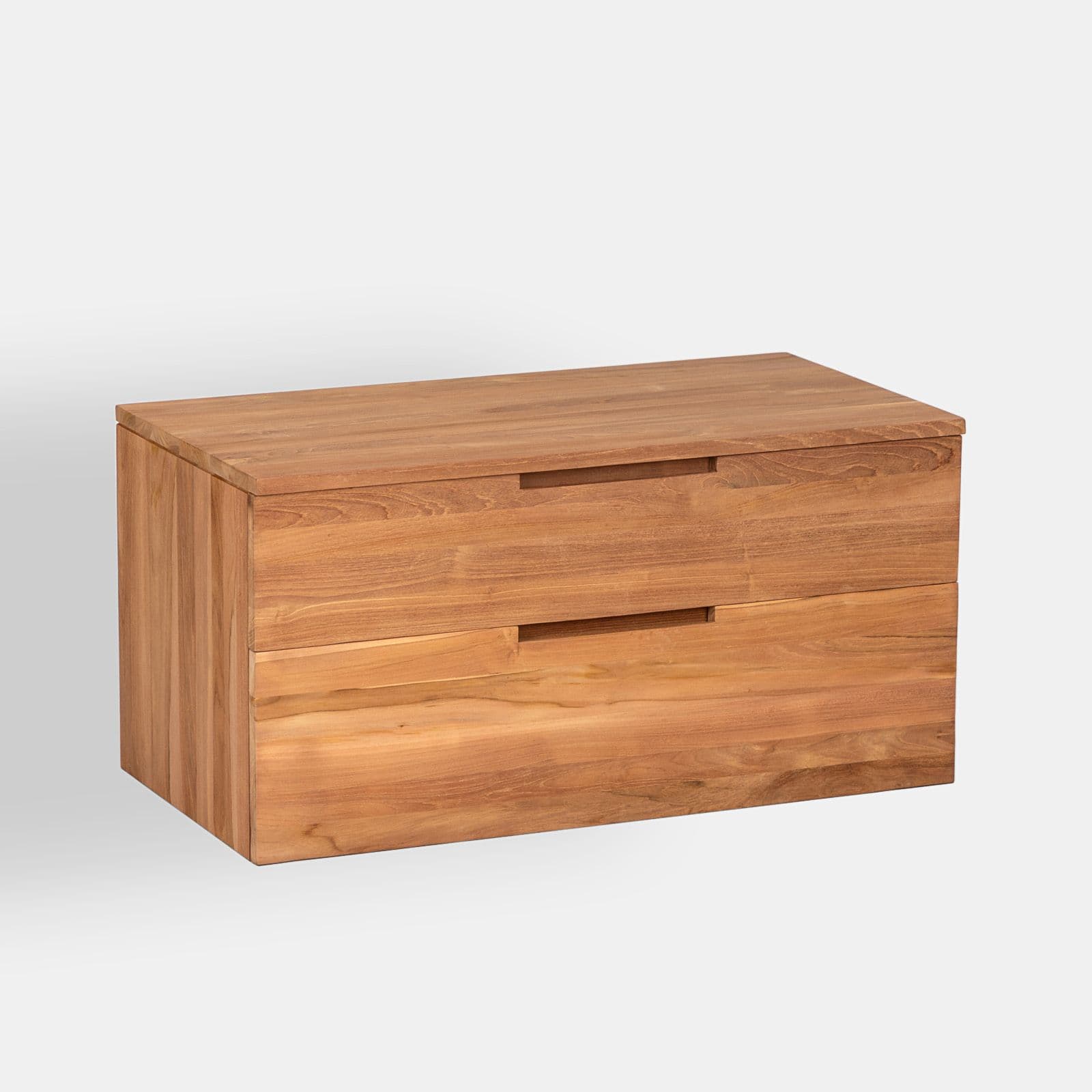Mobile bagno sospeso 90 cm con 2 cassetti in legno teak naturale - Kala
