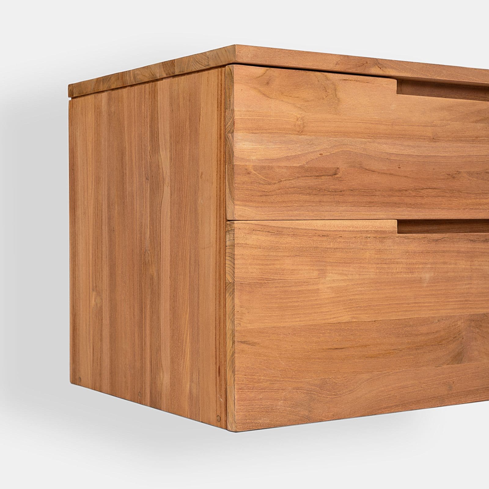 Mobile bagno sospeso 90 cm con 2 cassetti in legno teak naturale - Kala
