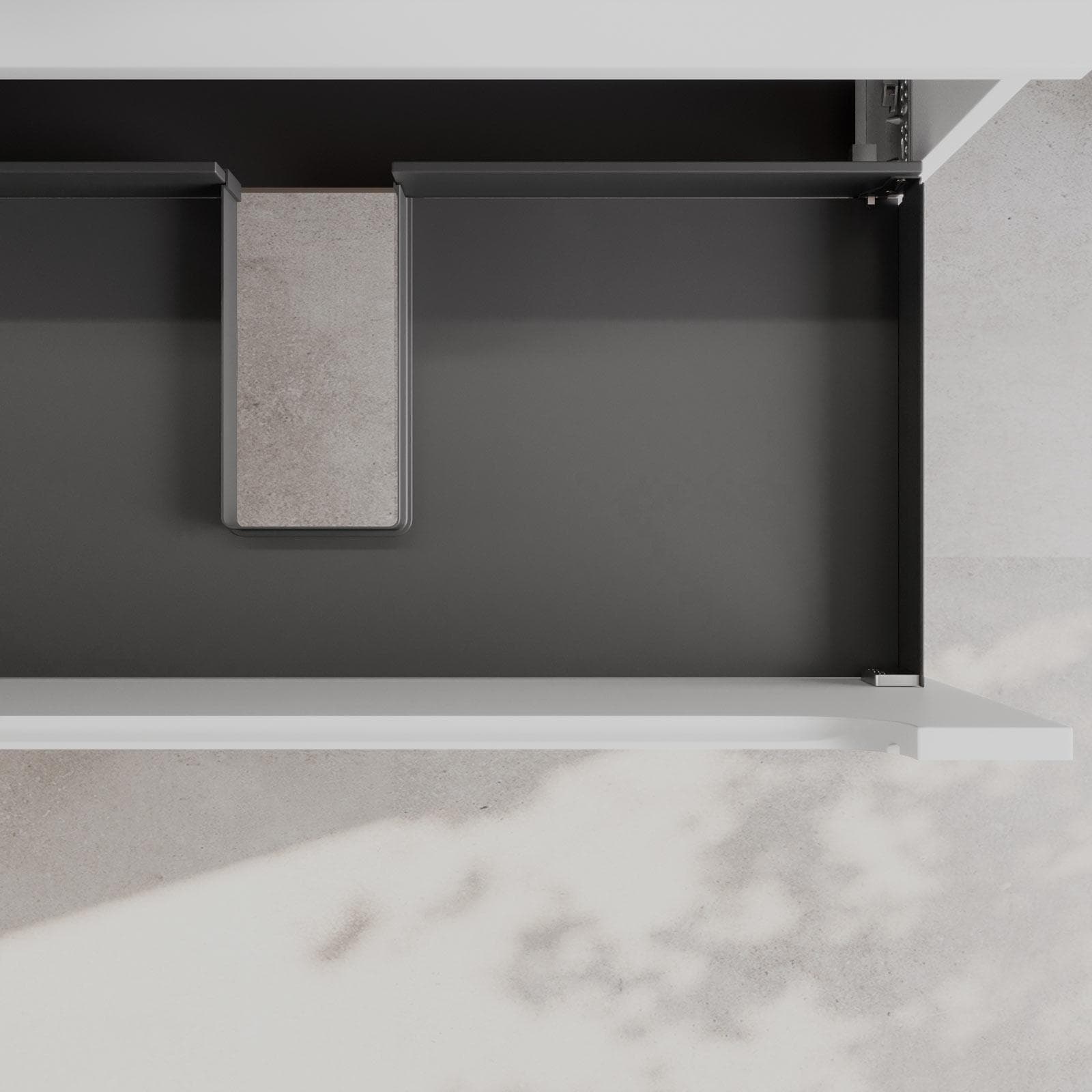 Mobile bagno sospeso 90 cm bianco opaco cannettato con top e specchio - Deck