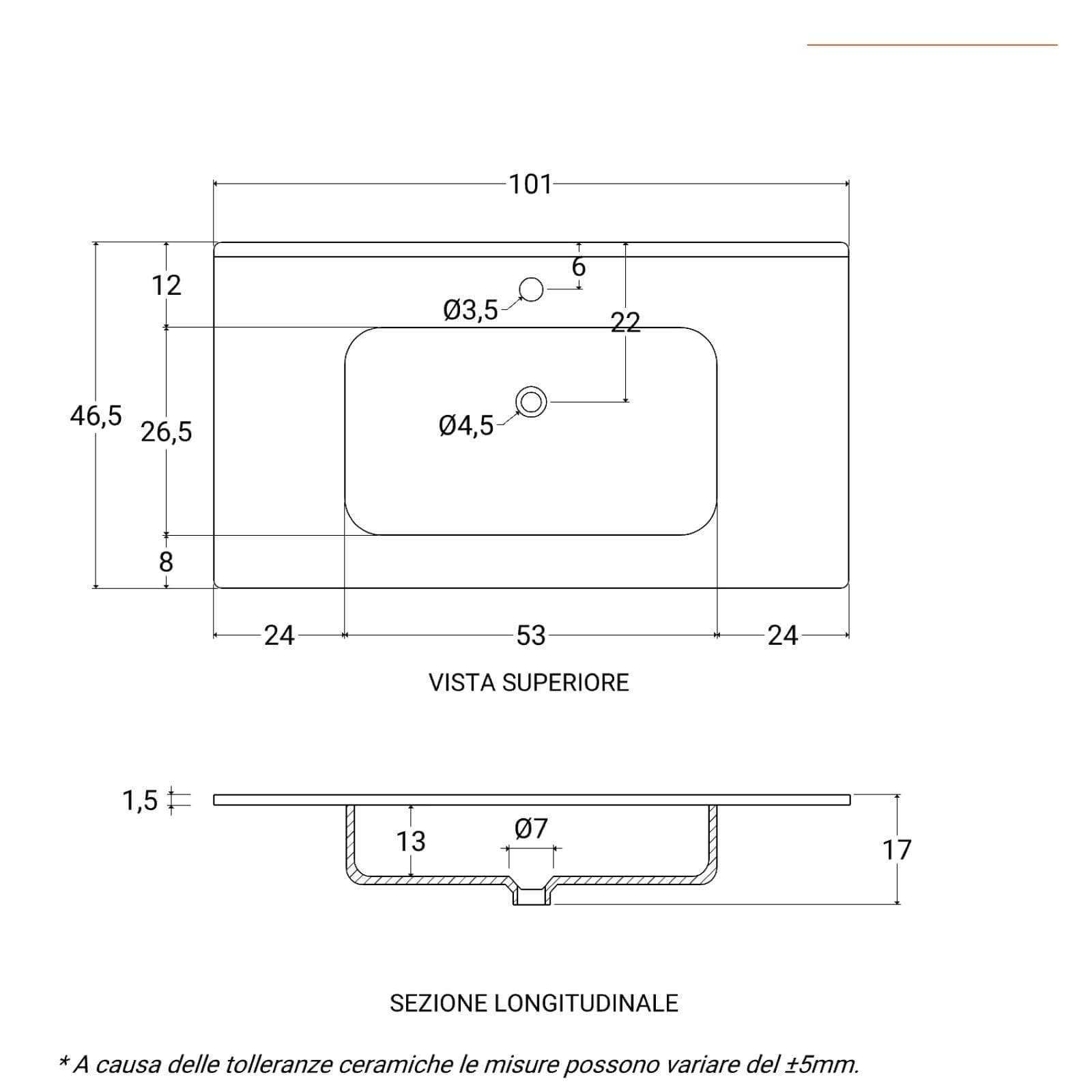 Mobile bagno sospeso con cassetti 100 cm carta da zucchero con lavabo e specchio - Cuki