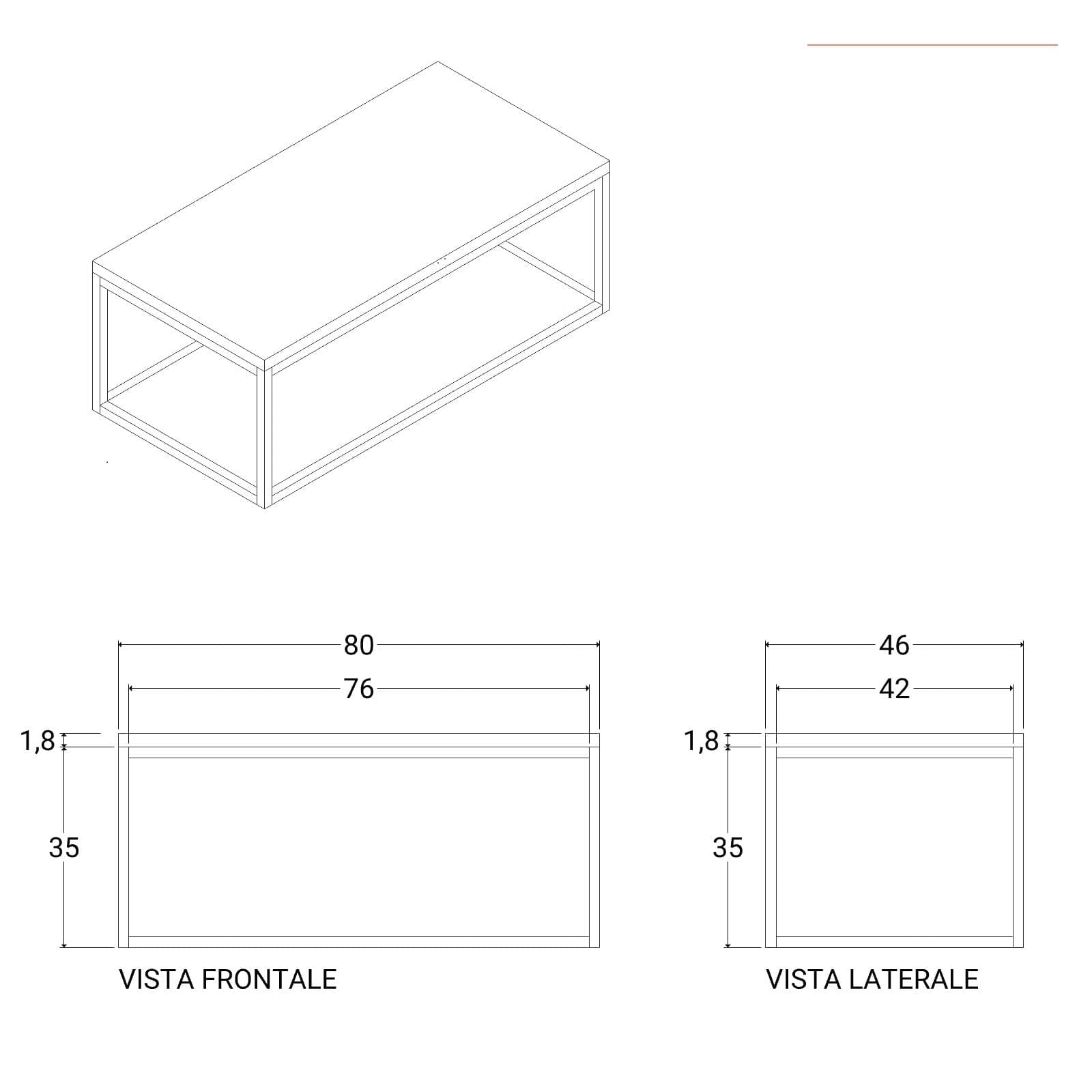 Mobile bagno sospeso portalavabo 80 cm nero opaco con specchio - Axis